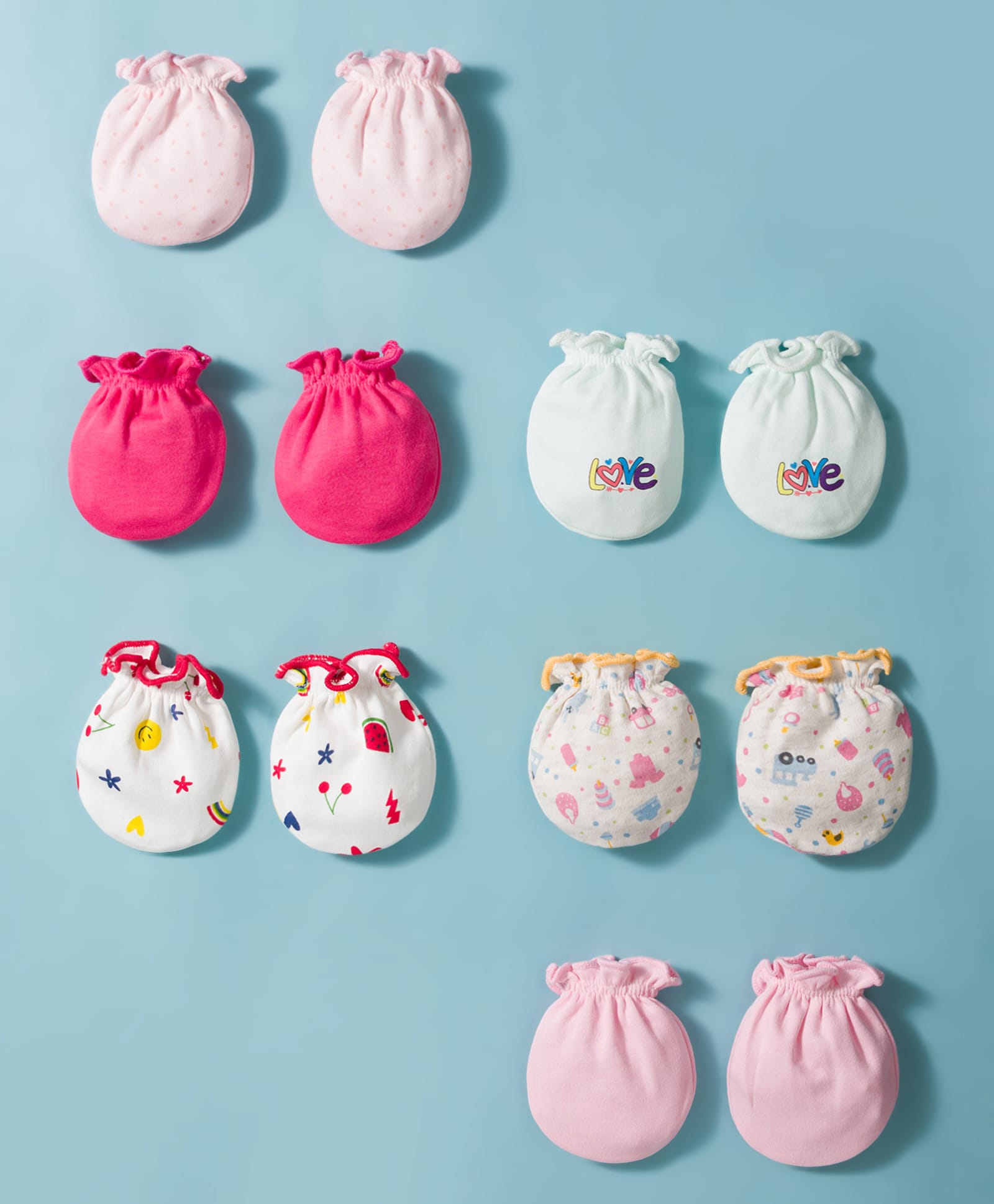 Ben Benny Interlock Knit Mittens With Fruit Print Pack of 6 - Multicolor-picture-10
