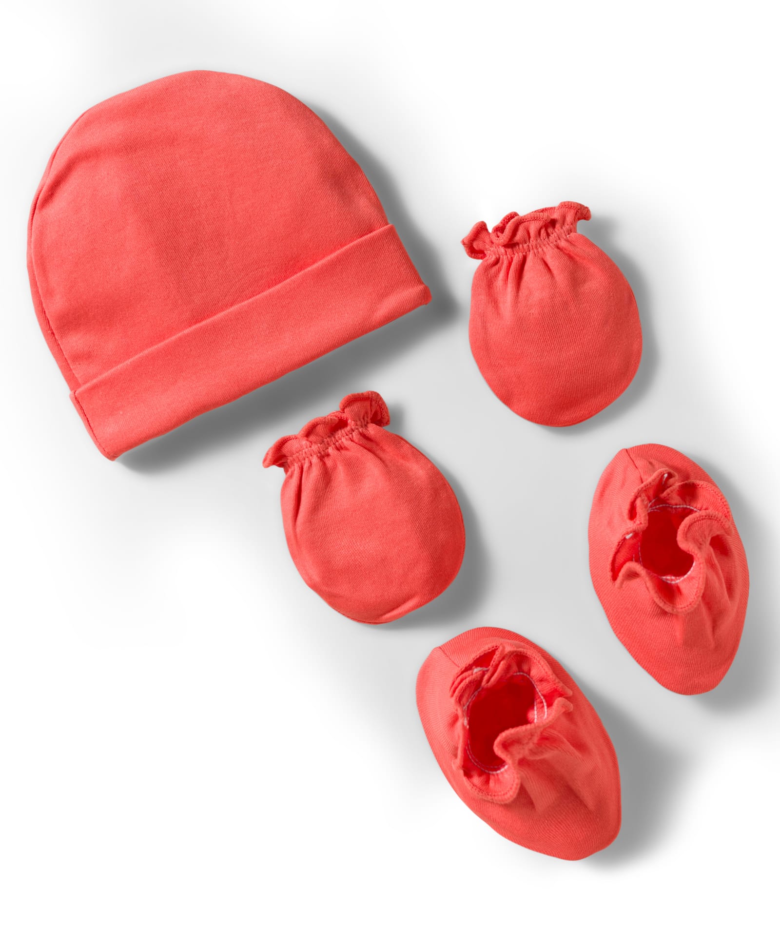 Ben Benny Interlock Knit Solid Cap Mittens & Booties Coral - Diameter 10 cm-image-3