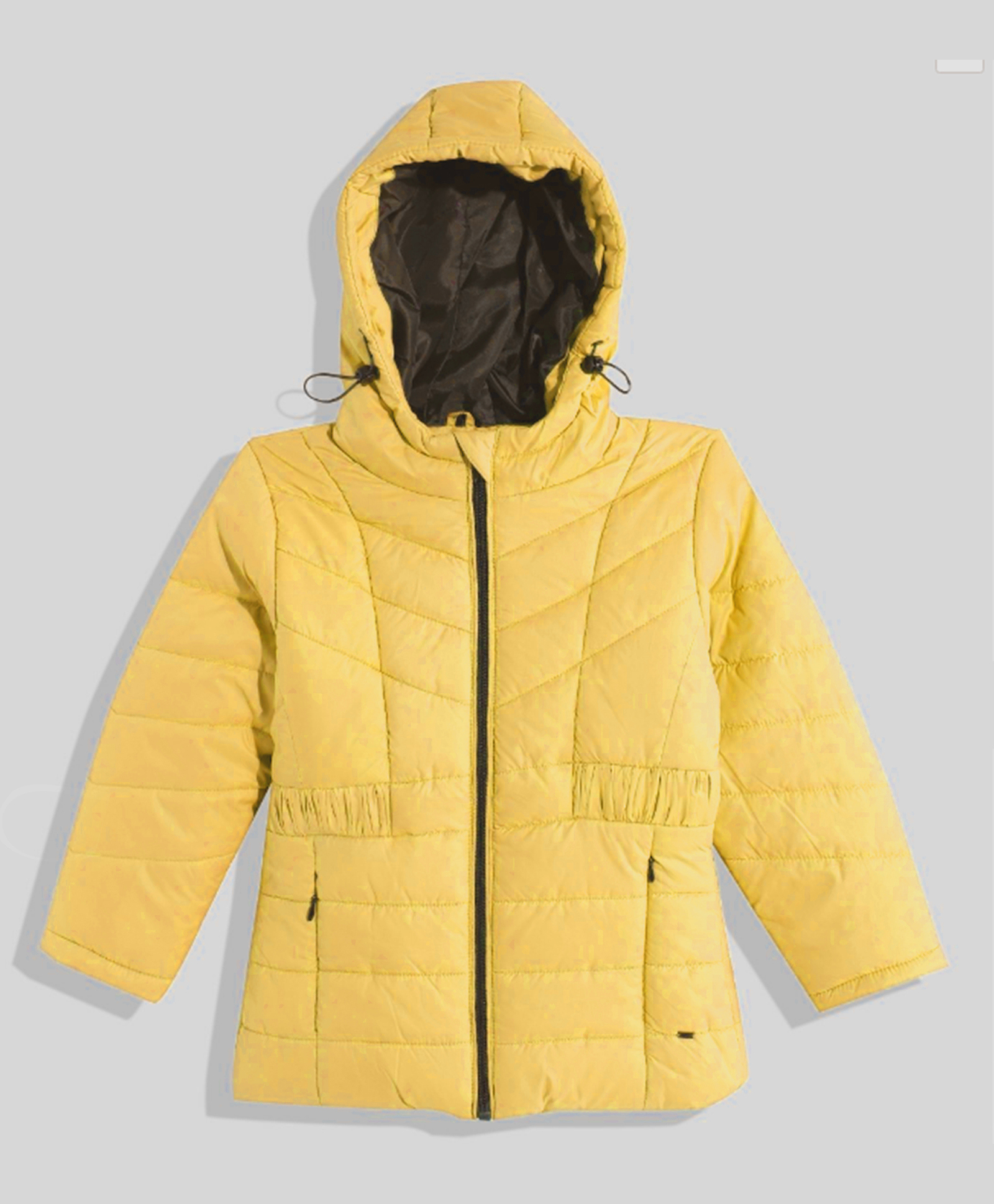 OKANE Woven Full Sleeves Solid Color Hooded Puffer Jacket - Mustard-picture-12