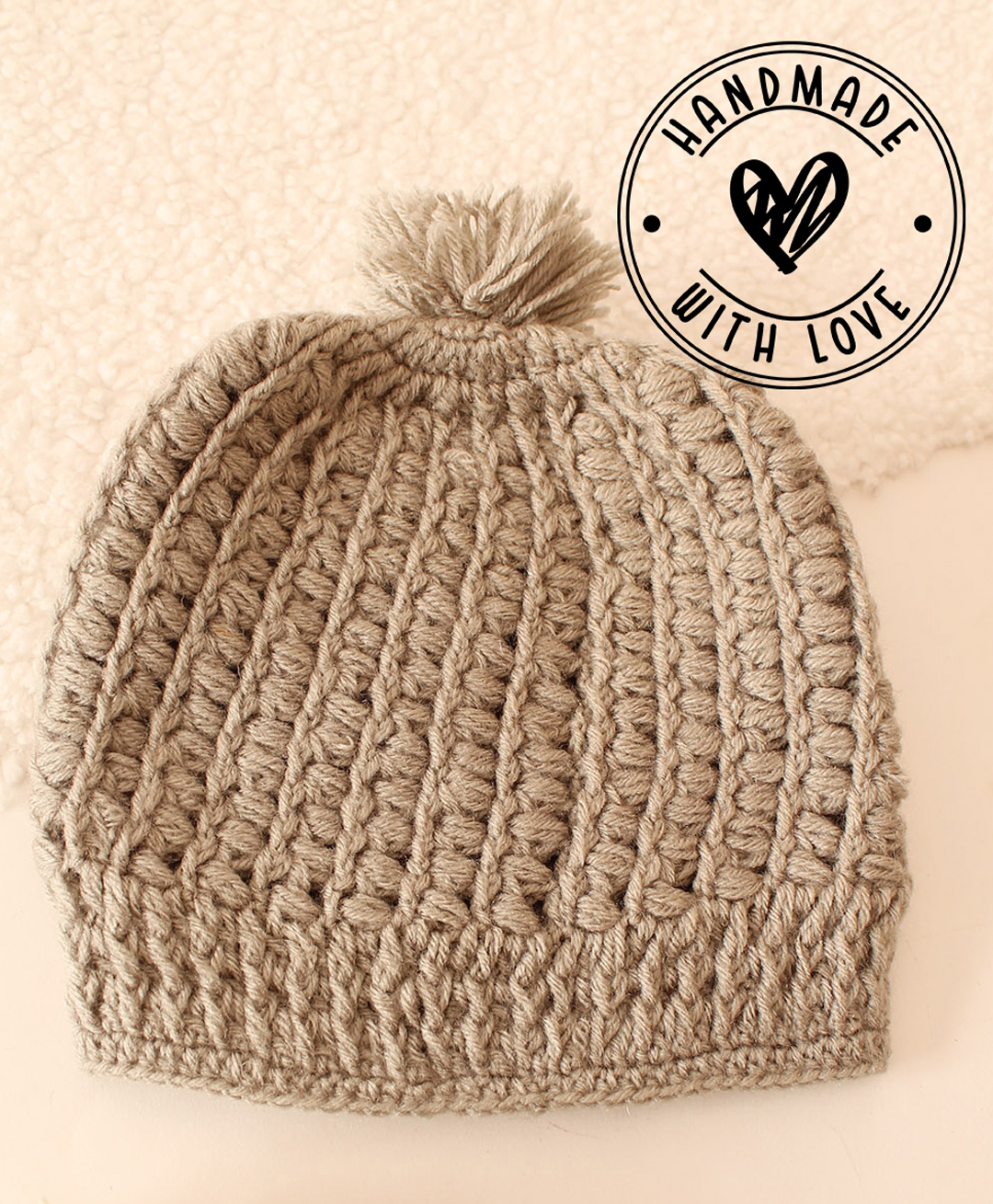 Woonie Knit Self Designed Pom Pom Embellished Hand Knitted Cap - Brown - Circumference 32.5 Cm-image-48