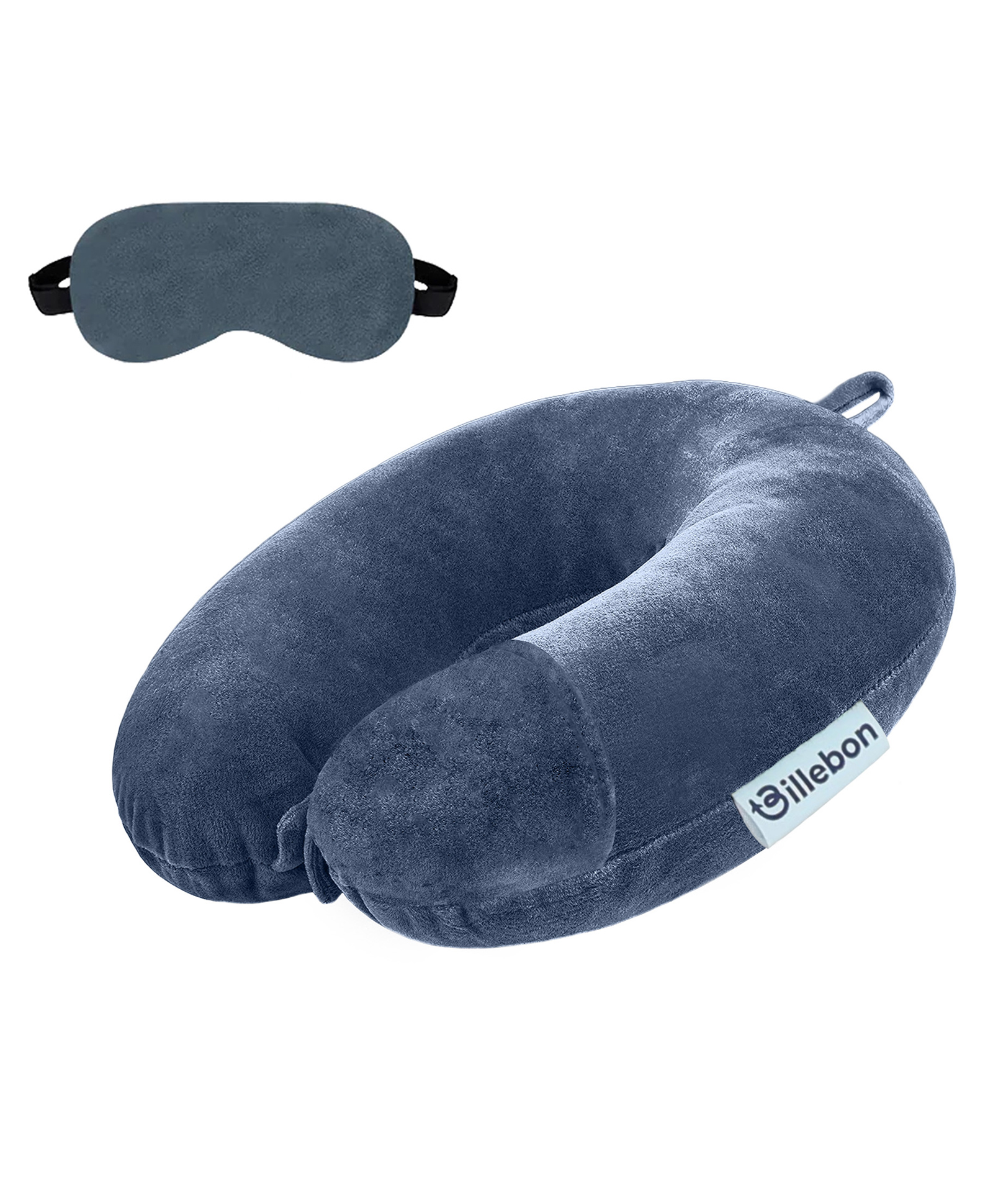 Billebon Premium Neck Pillow Grey Fibre Filled Travel Pillow with Eye Mask-image-31