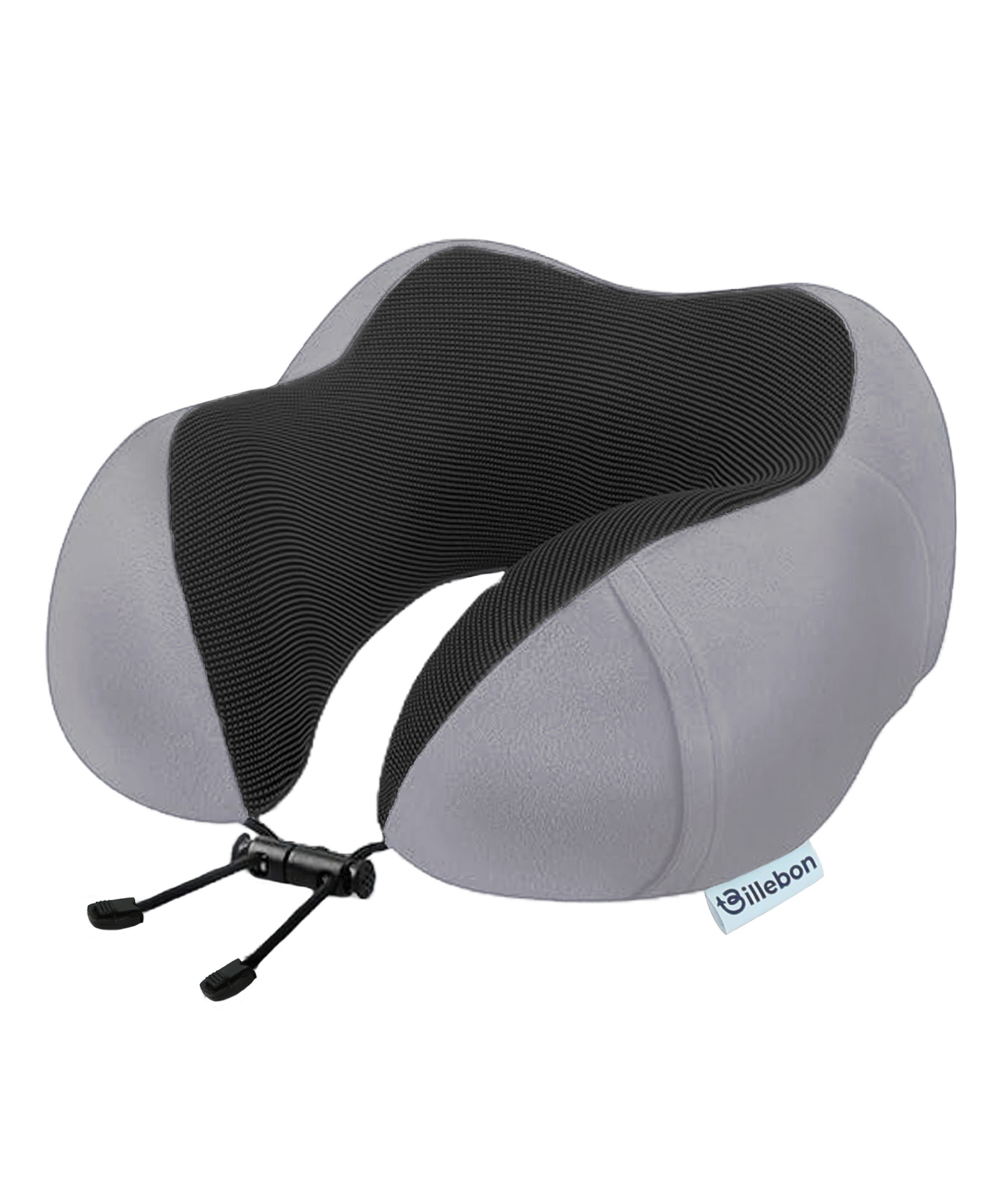 Billebon Premium Neck Pillow Grey Memory Foam Filled Travel Pillow Multi Contour Shape