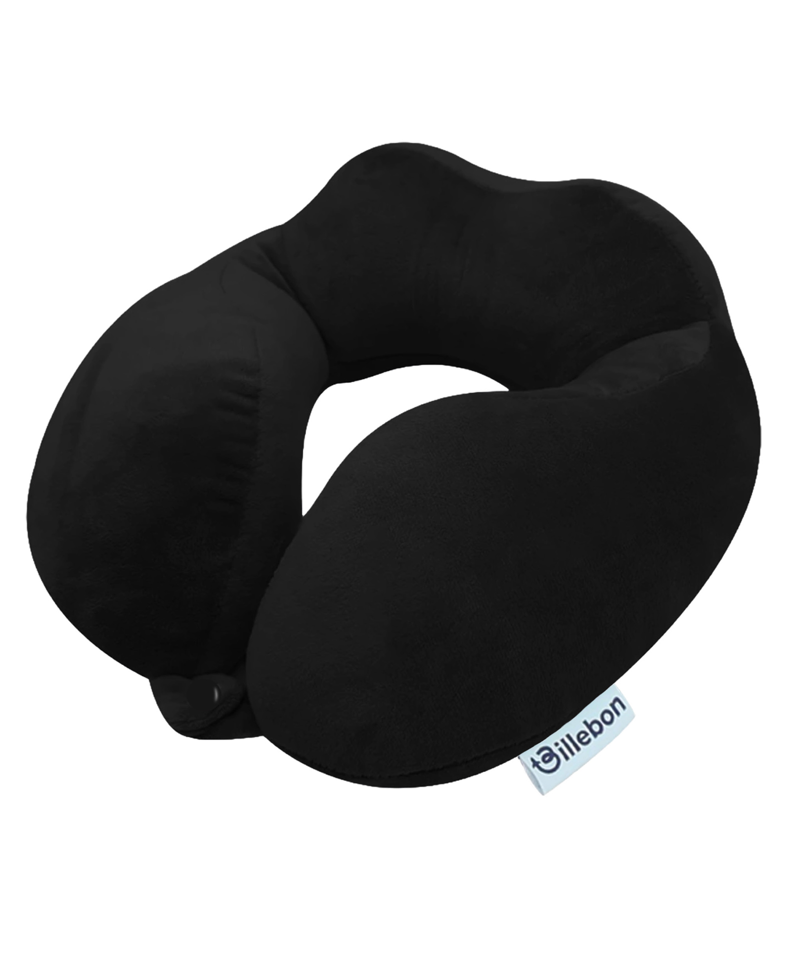 Billebon Premium Neck Pillow Black Fibre Filled Round Travel Pillow-image-2