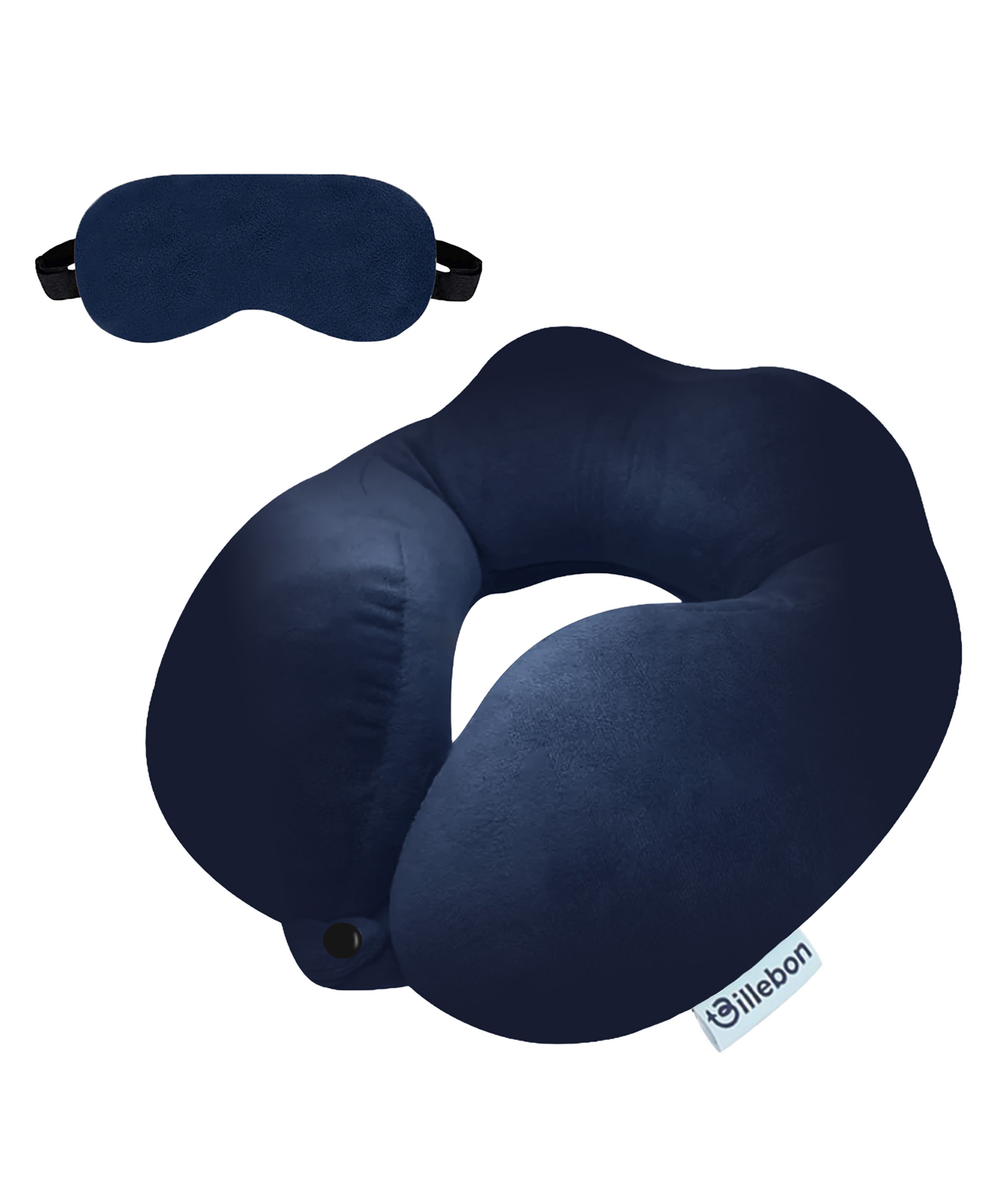 Billebon Premium Neck Pillow Navy Blue Fibre Filled Travel Pillow with Eye Mask-image-12