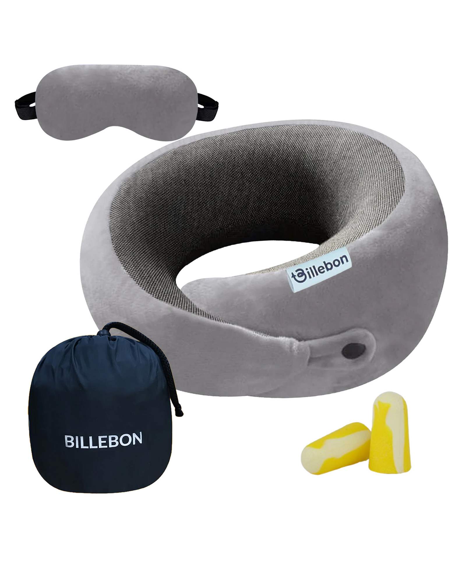 Billebon Premium Grey Elongated Contour Memory Foam Neck Pillow-image-44