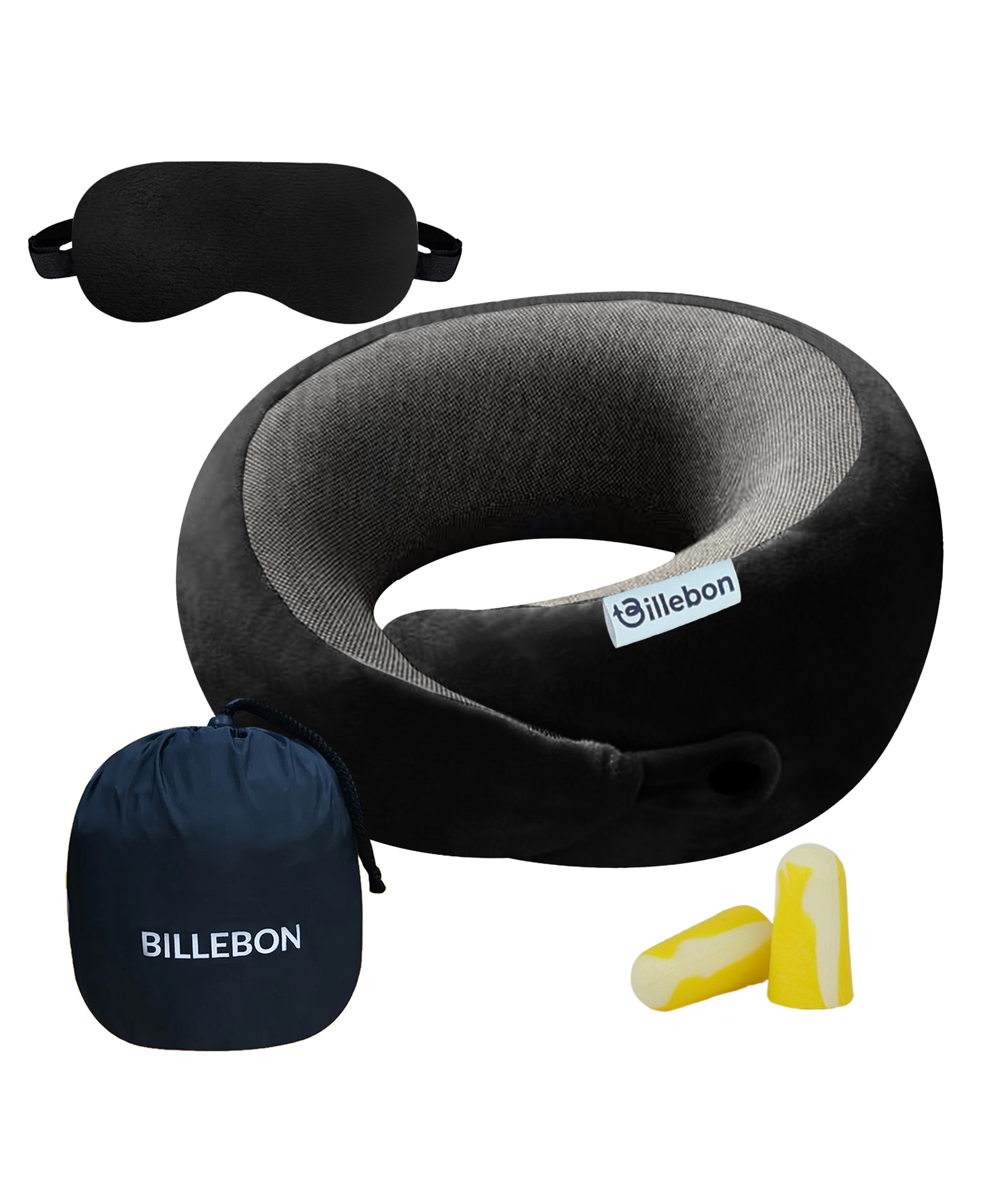 Billebon Premium Black Elongated Contour Memory Foam Neck Pillow-picture-24