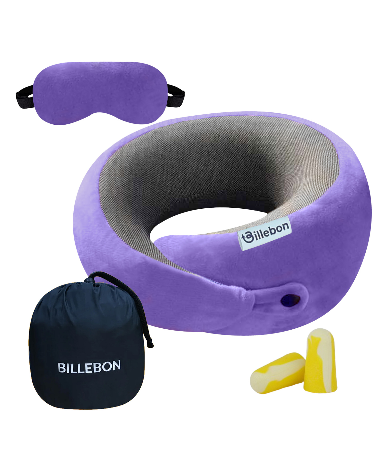 Billebon Premium Lavendar Elongated Contour Memory Foam Neck Pillow