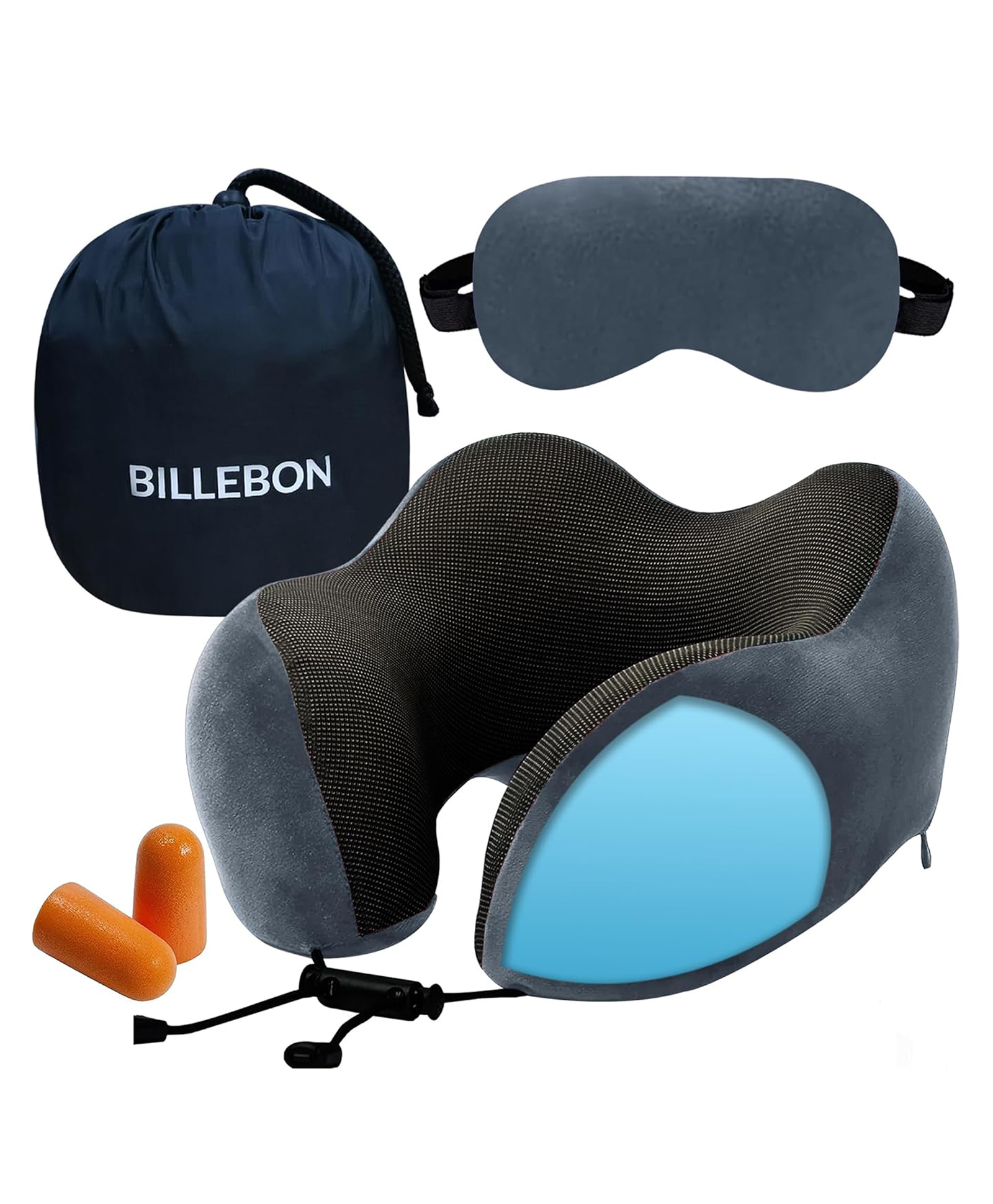 Billebon Cool Gel Travel Neck Pillow Magnetic Fabric, Neck Support , Washable Cover - Grey Combo-picture-26