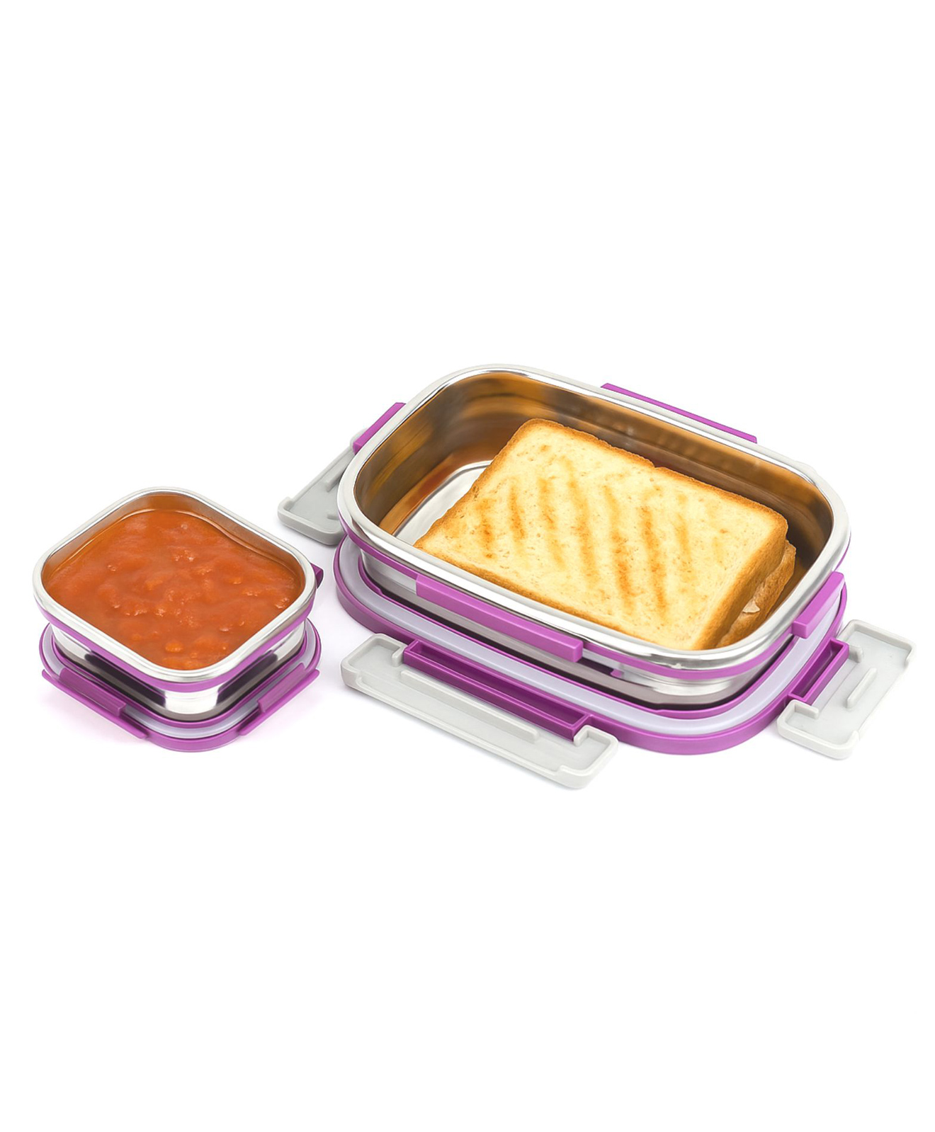 Signoraware Quick Meal Stainless Steel Lunch Box | Airtight & Leakproof | Microwave Safe | Odour-Resistant | Compact Size | Ideal For Office, School, Picnic & Outdoors - Purple-picture-43
