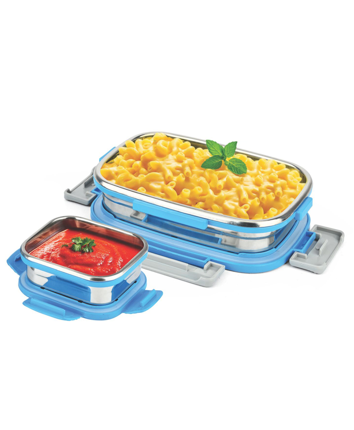 Signoraware Quick Meal Stainless Steel Lunch Box | Airtight & Leakproof | Microwave Safe | Odour-Resistant | Compact Size | Ideal For Office, School, Picnic & Outdoors - Blue-picture-2