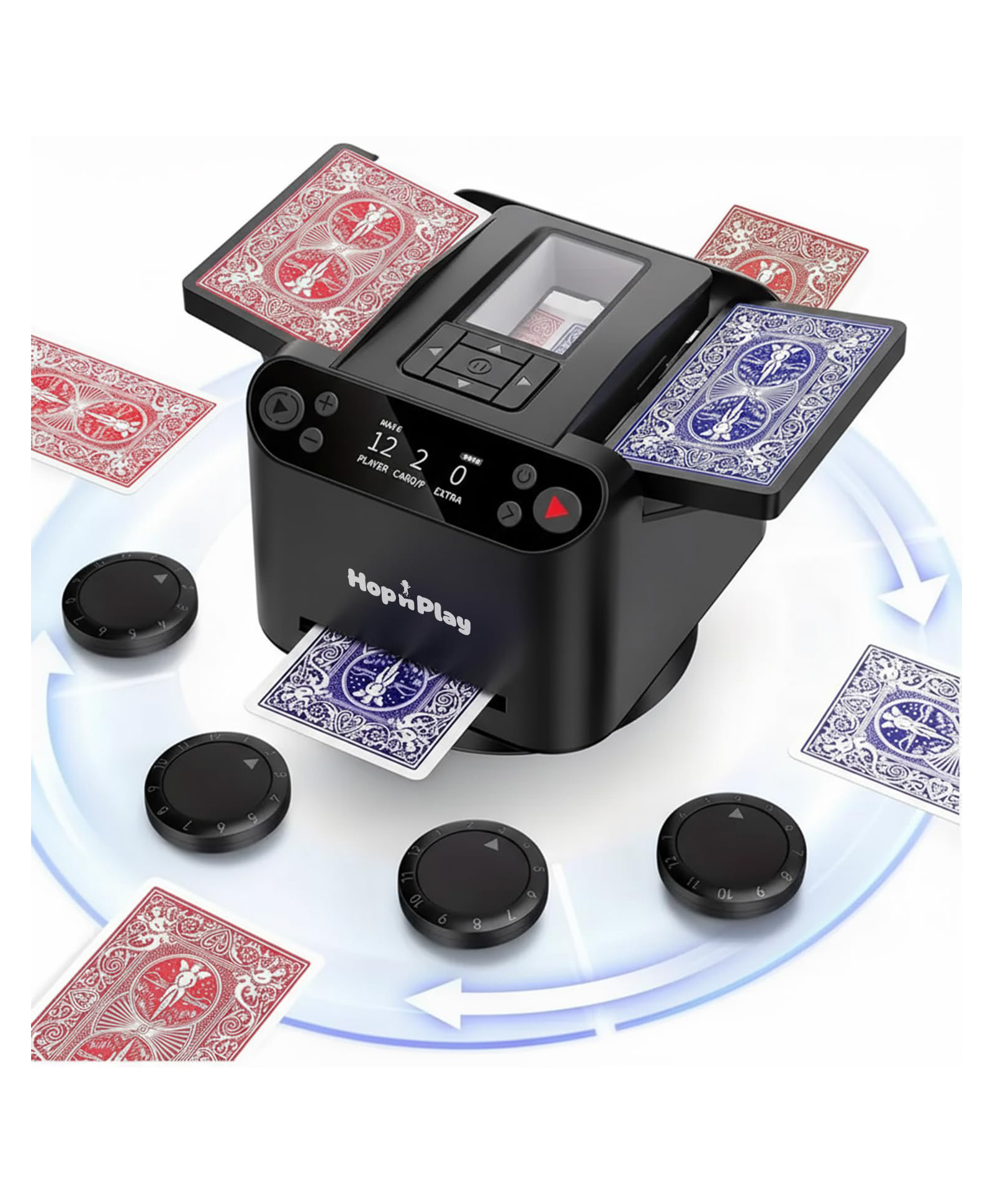 Hop N Play Versatile 2-in-1 Automatic Card Shuffler & Dealer Machine- Efficient Shuffles 2 Decks, 360° Rotation with Wireless Remote-picture-21