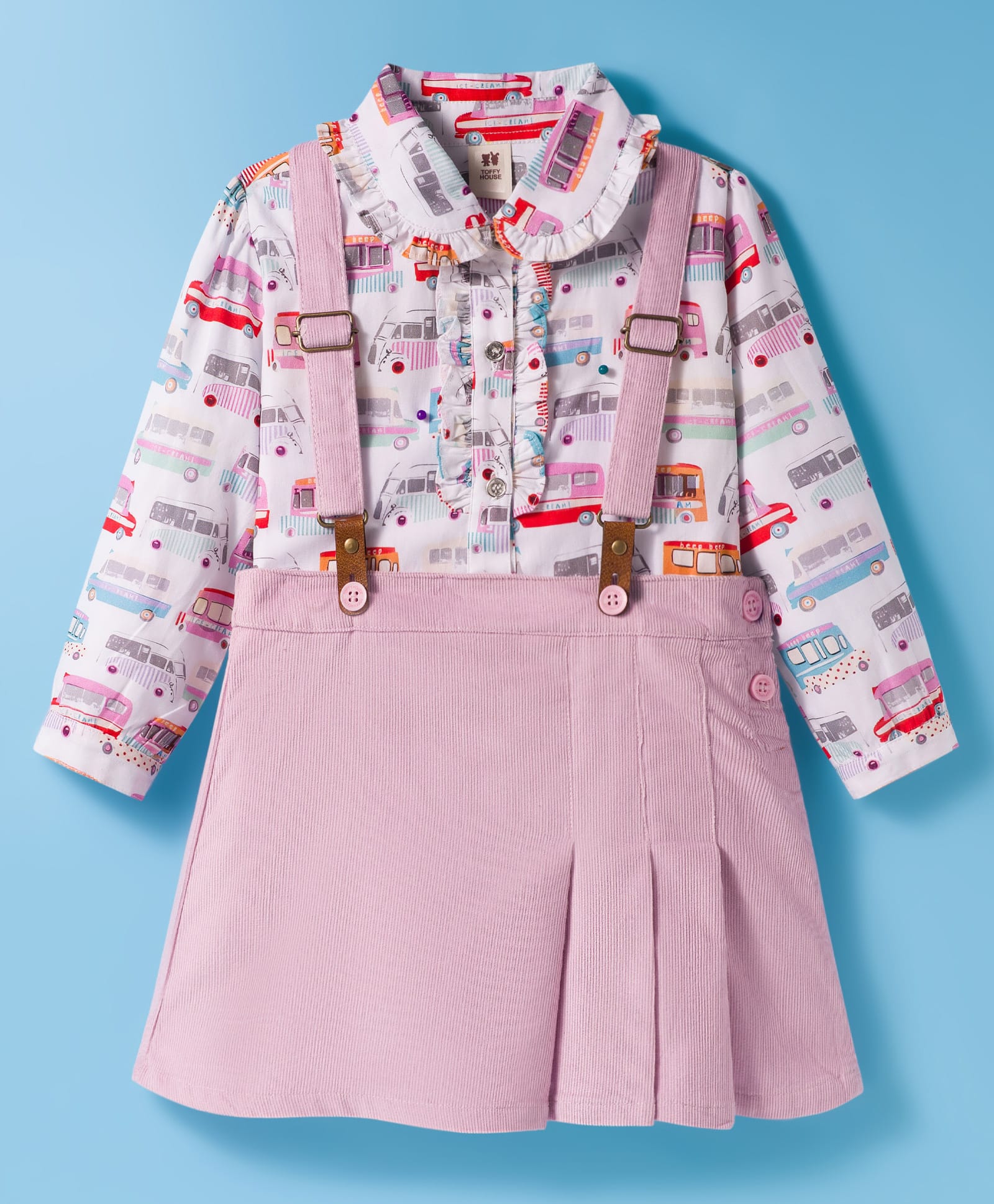 ToffyHouse Cotton Knit Skirt With Full Sleeves Printed Shirt - Pink-image-22