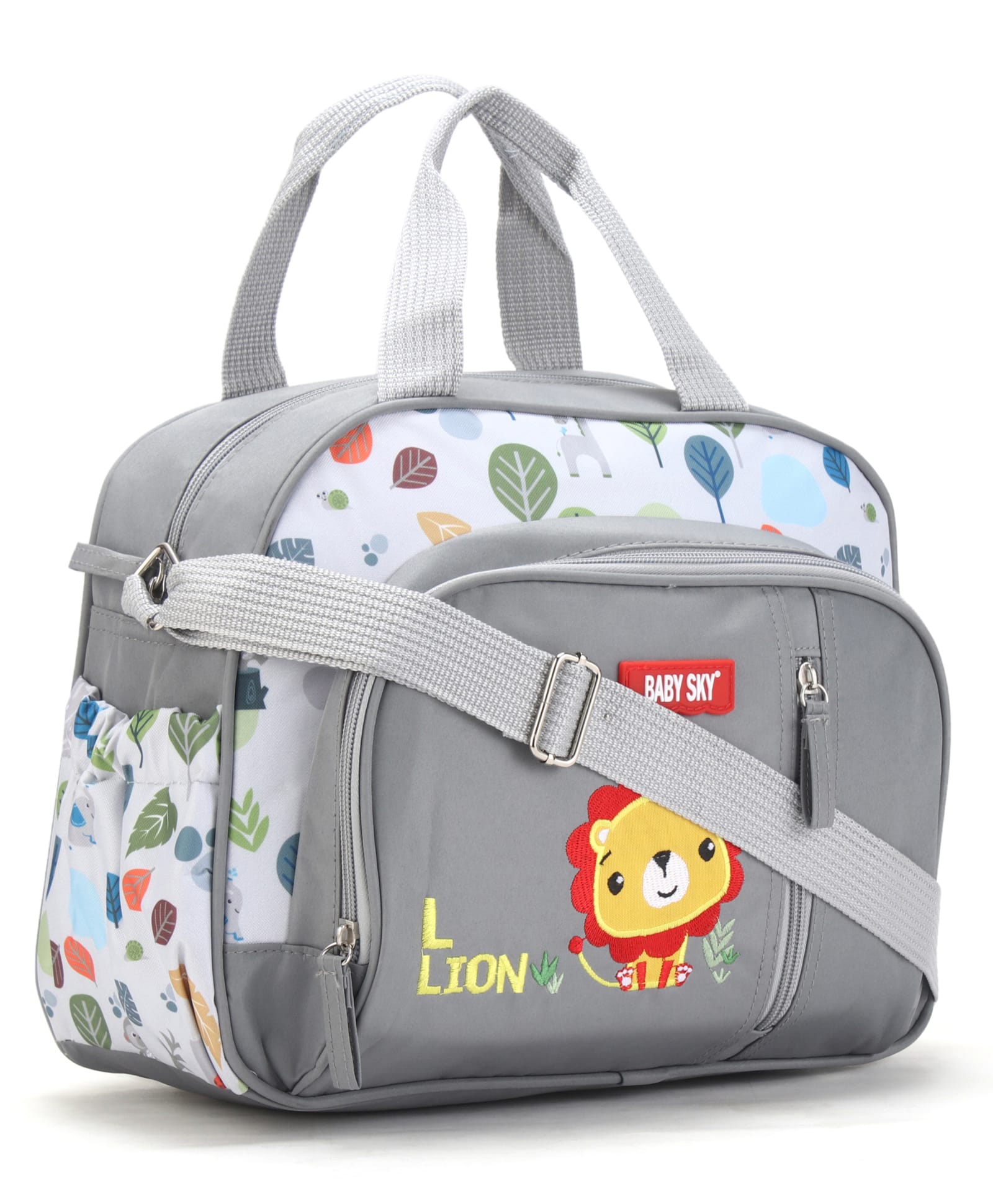 fab n funky Multipurpose Diaper Tote Cum Sling Bag - Grey| Bottle Holders| Tiger Print| Adjustable Shoulder Strap| Water Resistant Material-picture-33
