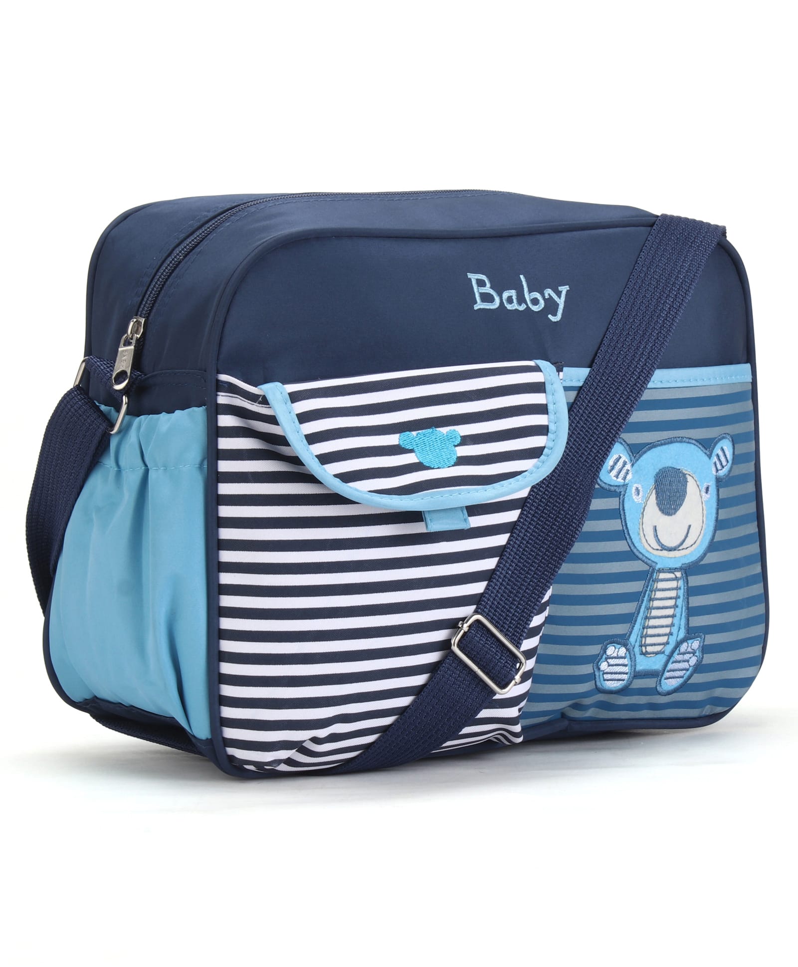 fab n funky Multipurpose Diaper Tote Cum Sling Bag - Blue| Multiple Bottle Holders| Adjustable Shoulder Strap| Water Resistant Material-picture-35