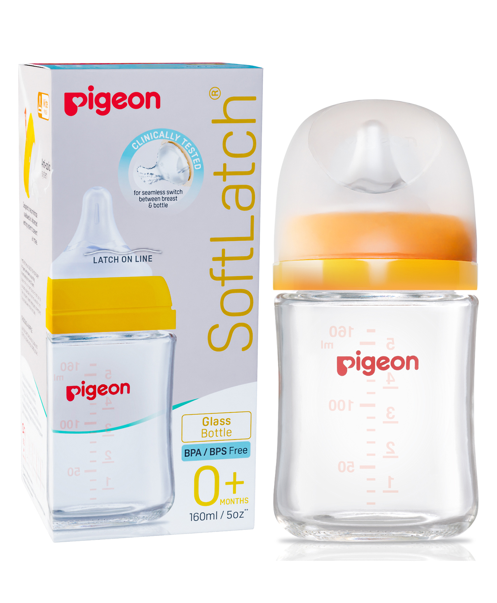 Pigeon Glass Nursing Bottle With Nipple Yellow - 160 ml-image-25