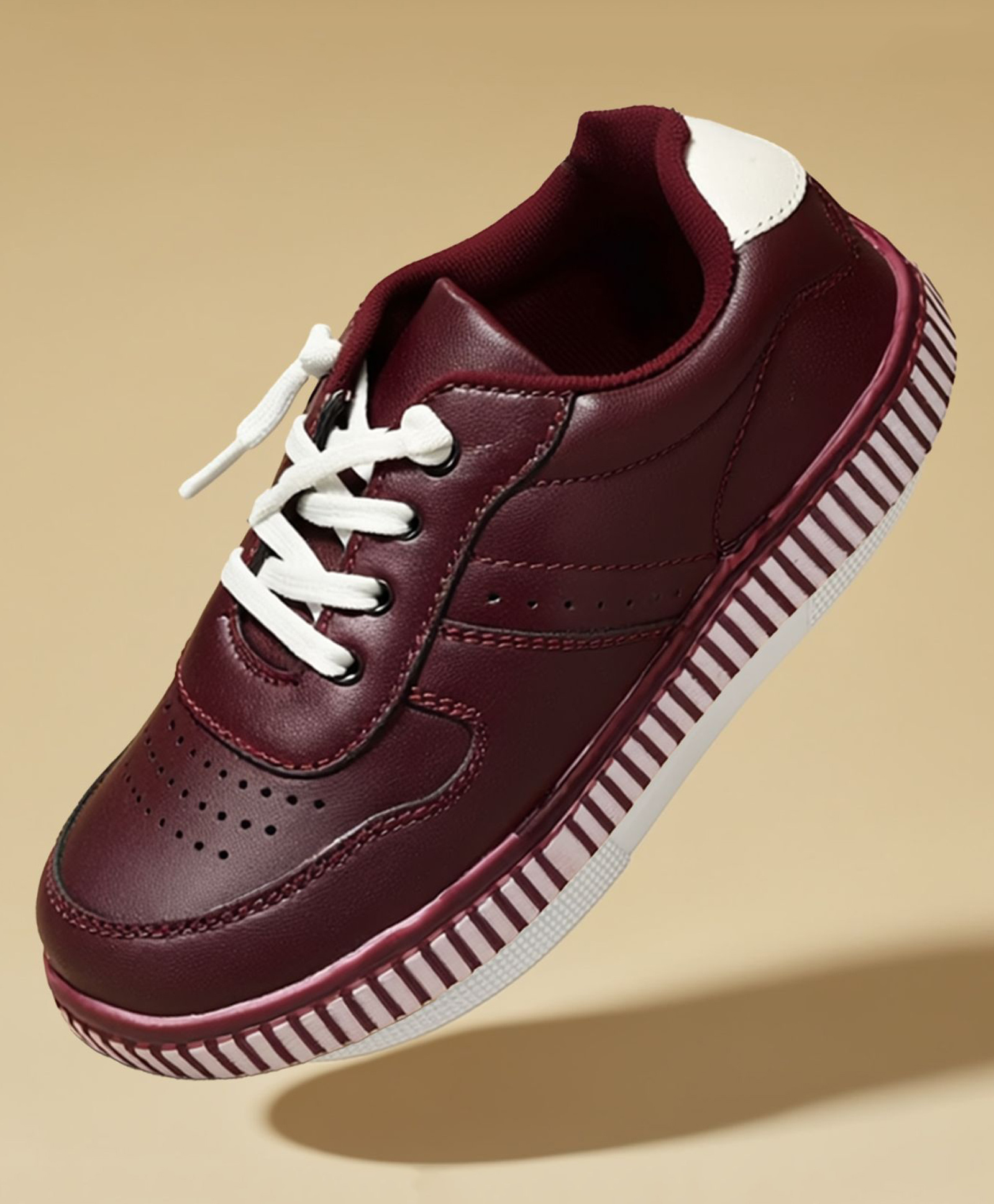 Toothless Perforated Lace Up Shoes - Cherry-image-47