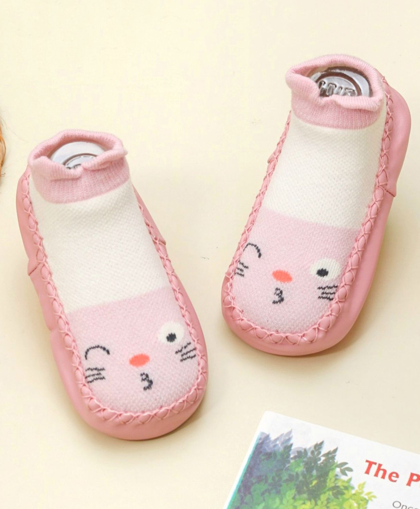 Yellow Bee Cotton Kitten Designed Sock Shoes - Pink-picture-13
