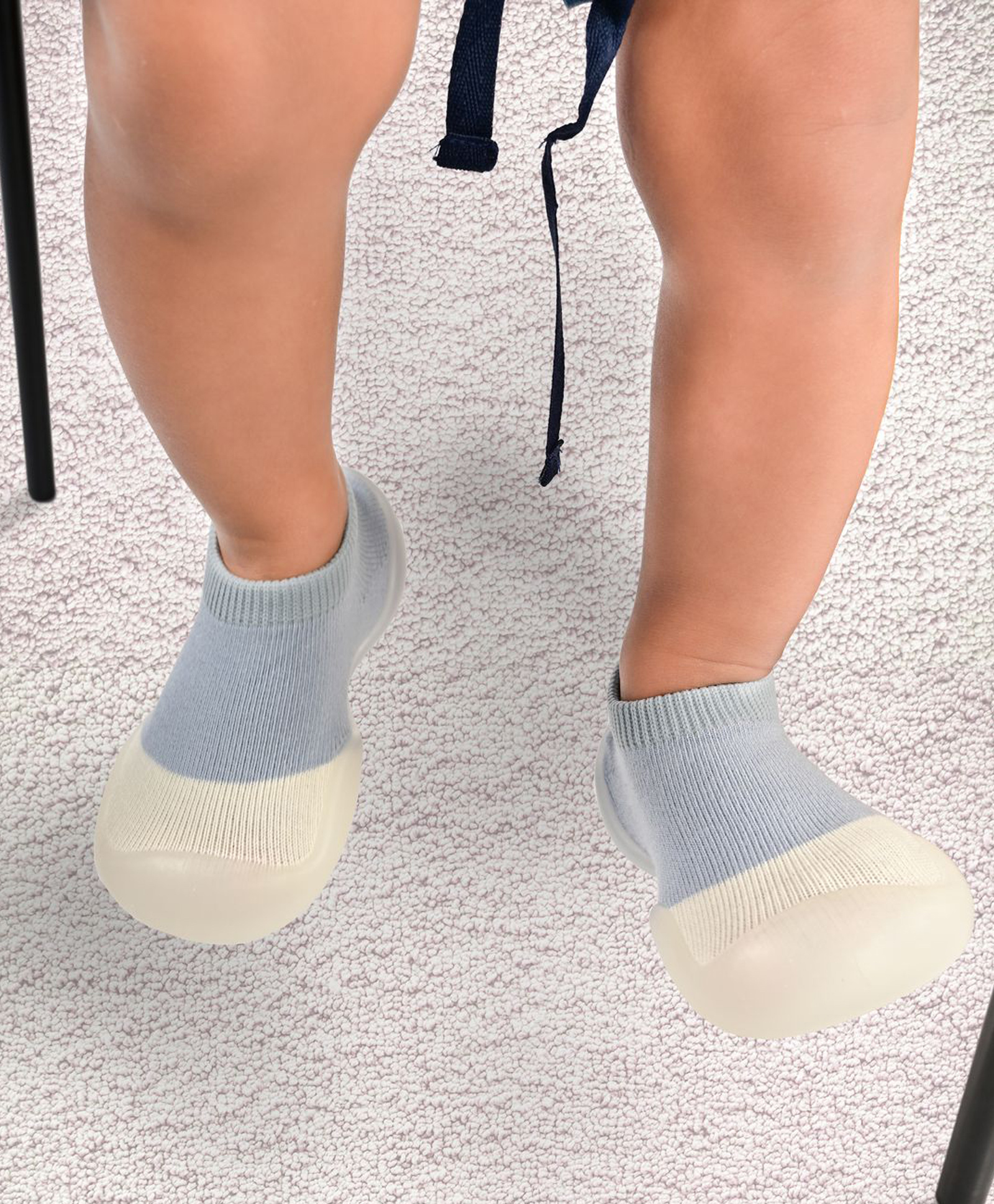 Yellow Bee Cotton Colour Blocked Socks Shoes - Grey-image-5