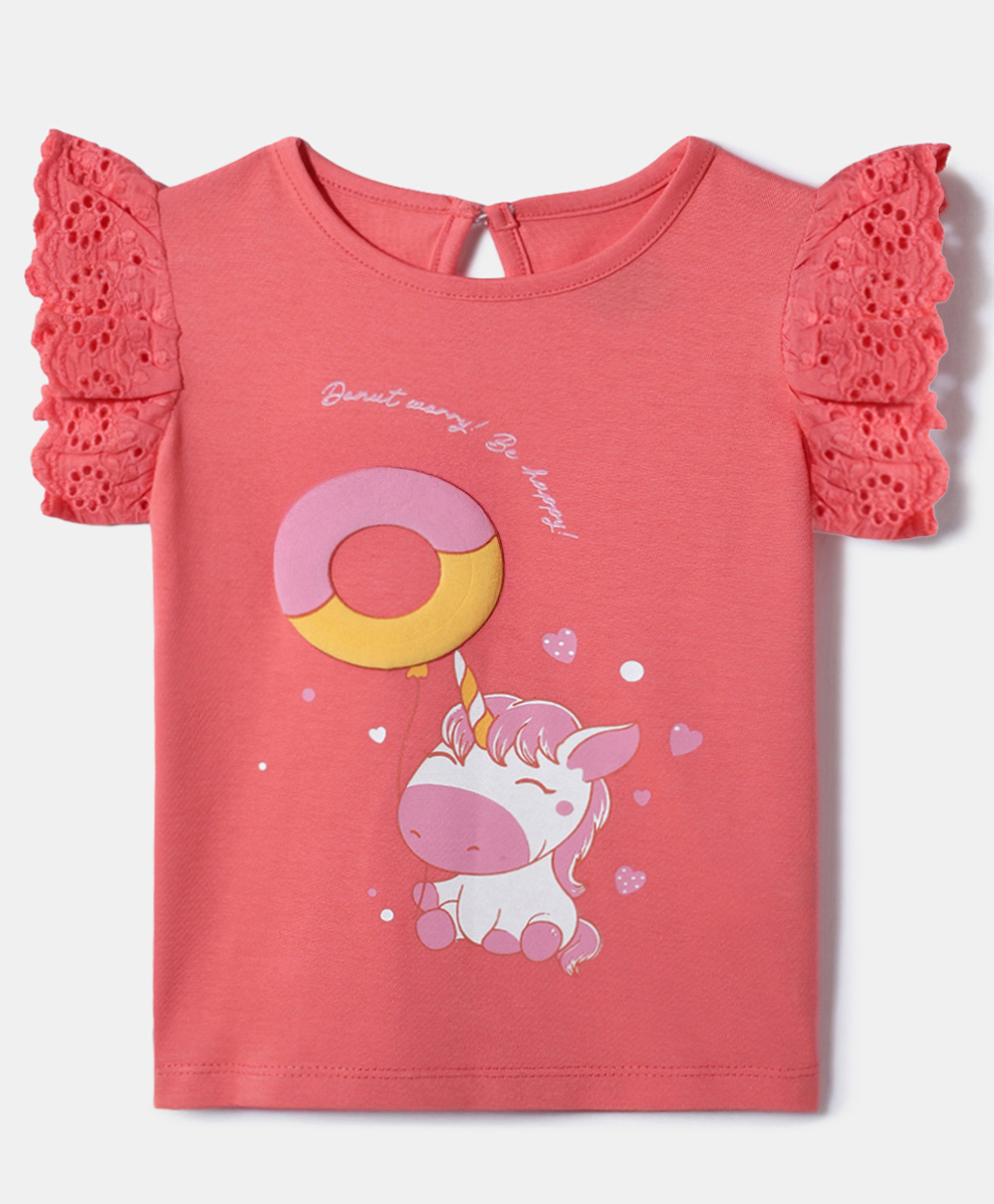Nautinati Cotton Sleeveless Donut Puff Print Tops -Pink-picture-16