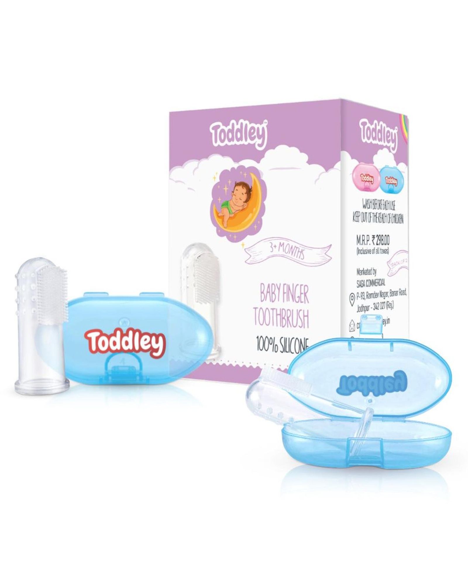 Toddley Ultrasoft Silicone Finger Toothbrush with Case | Gentle Baby Gum & Teeth Cleaner | BPA Free Infant Oral Care 3+ Months | Blue-image-34