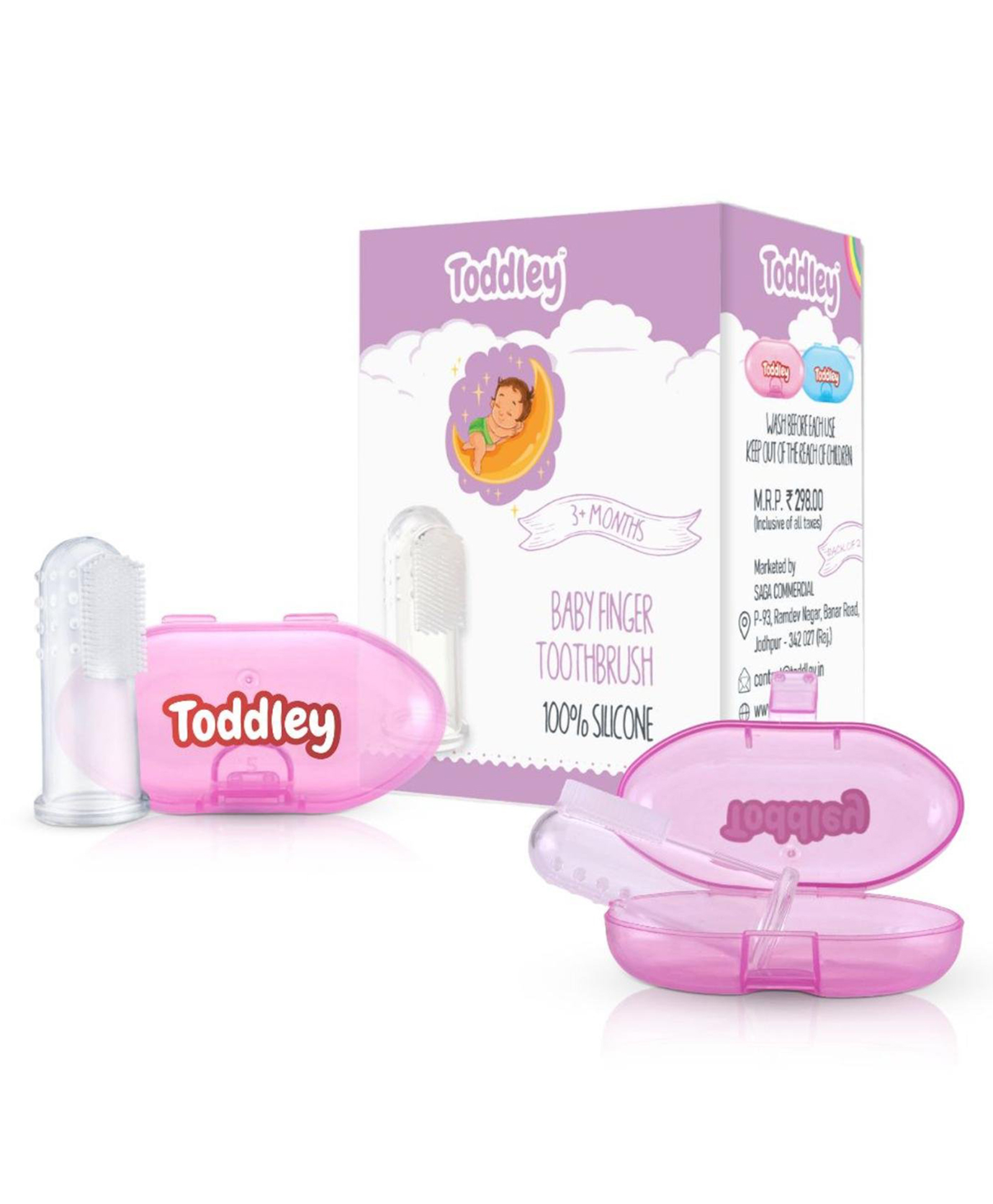 Toddley Ultrasoft Silicone Finger Toothbrush with Case | Gentle Baby Gum & Teeth Cleaner | BPA Free Infant Oral Care 3+ Months | Pink-image-36