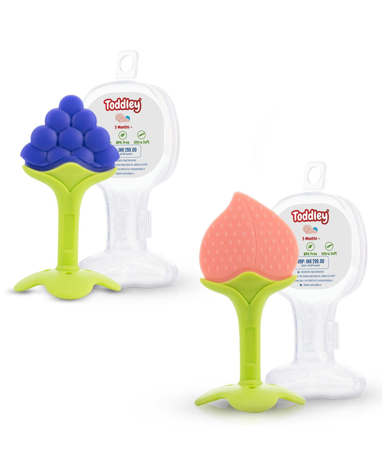 Toddley Silicone Baby Teether with Storage Box for Newborn Infant, Babies | Non-Toxic & BPA-Free | Baby Teething (Baby Pink & Blue, Set of 2)-image-46
