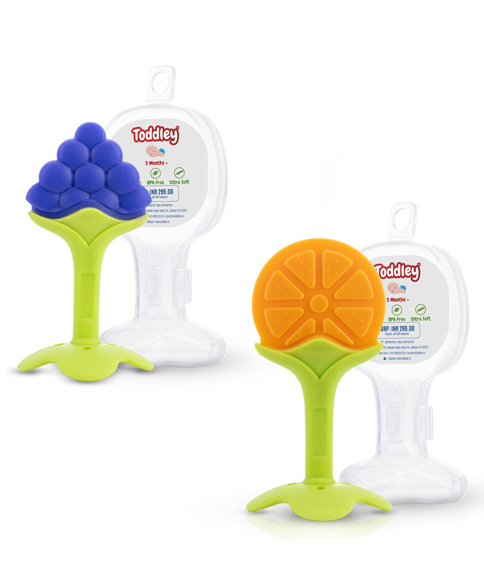 Toddley Silicone Baby Teether with Storage Box for Newborn Infant, Babies | Non-Toxic & BPA-Free | Baby Teething (Blue & Orange, Set of 2)-picture-13