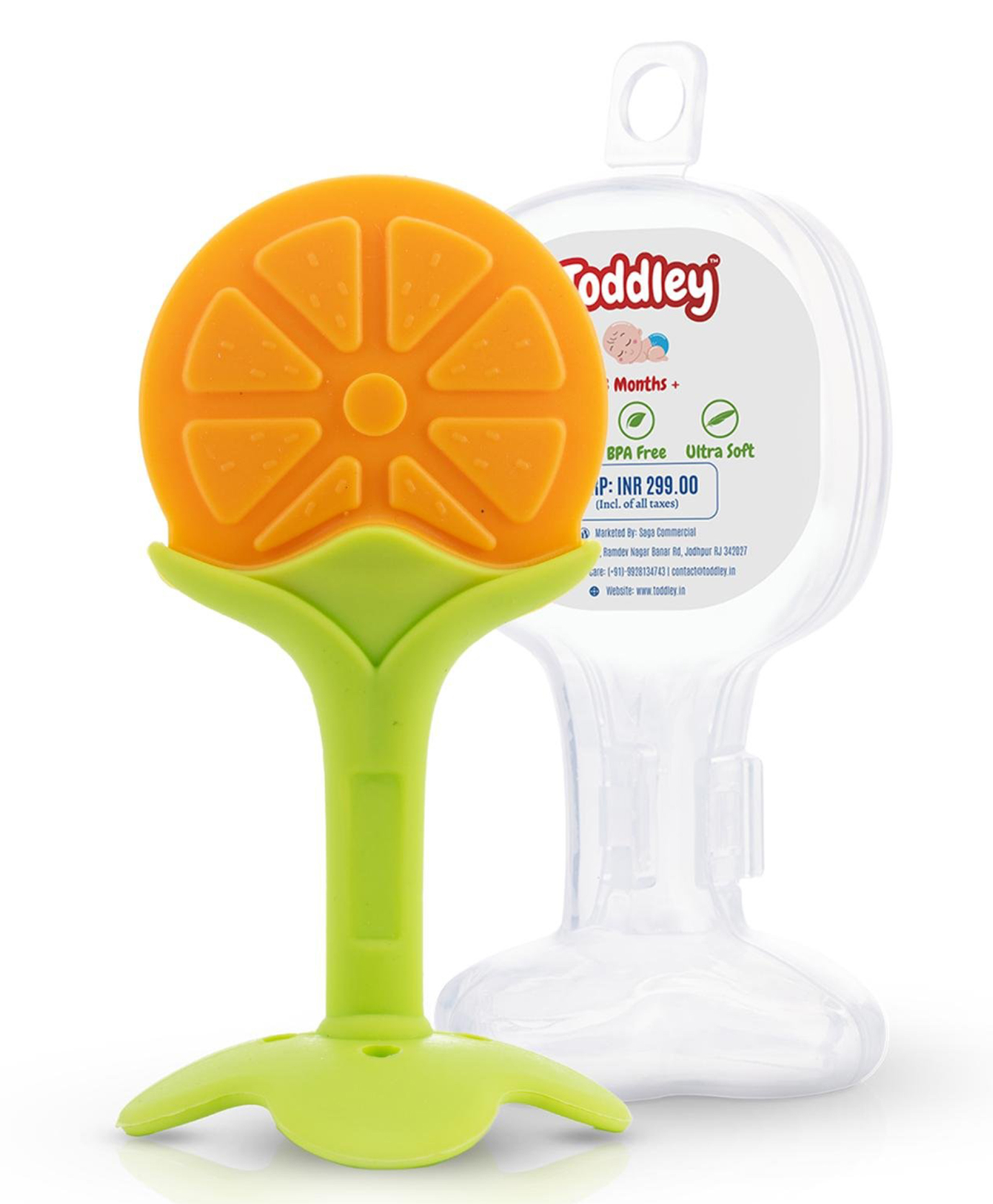 Toddley Silicone Baby Teether with Storage Box for Newborn Infant, Babies | Non-Toxic & BPA-Free | Baby Teething (Orange, Set of 1)-picture-24