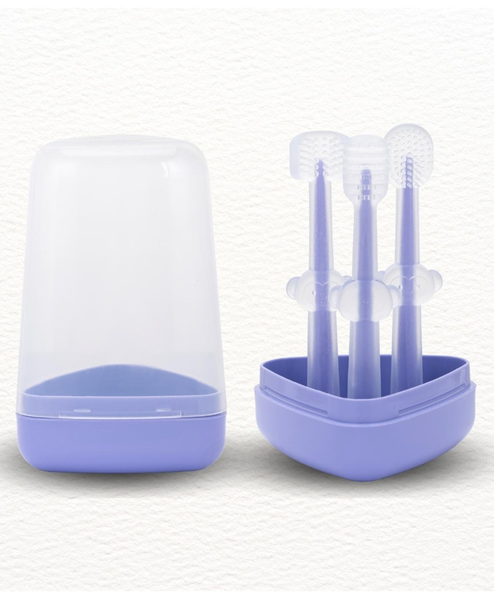 Toddley 3 Pcs Silicone Baby Toothbrush Set For 6+ Months Includes Newborn Tongue Cleaner, U-Shaped Toothscrubber, Soft Gum Massager With Travel Case Infant Oral Care, Blue-picture-11