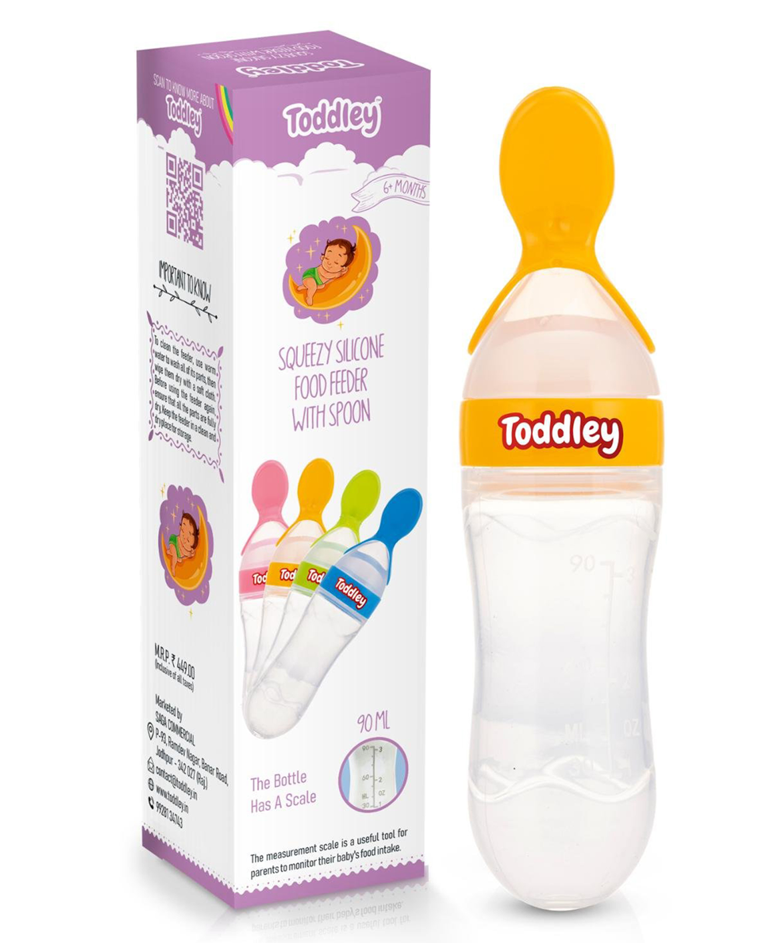 Toddley Premium First Feed Baby Feeding Spoon Ultra Soft Food Grade Silicone for Cereals for Infant Baby 4 Months Plus (Yellow) | 90 ML-image-23