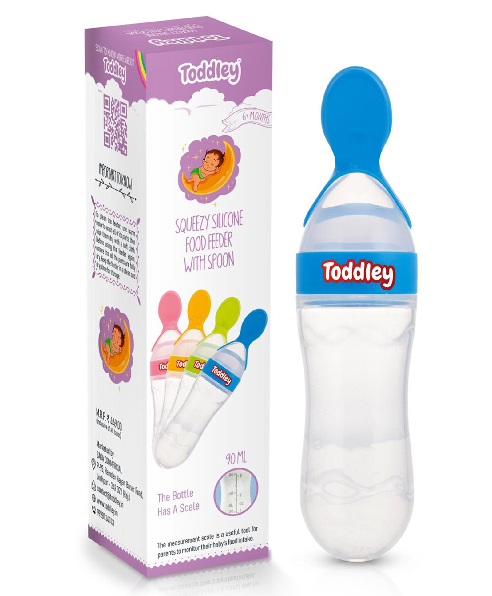 Toddley Premium First Feed Baby Feeding Spoon Ultra Soft Food Grade Silicone For Cereals For Infant Baby 4 Months Plus (Blue)| 90 ML-image-20