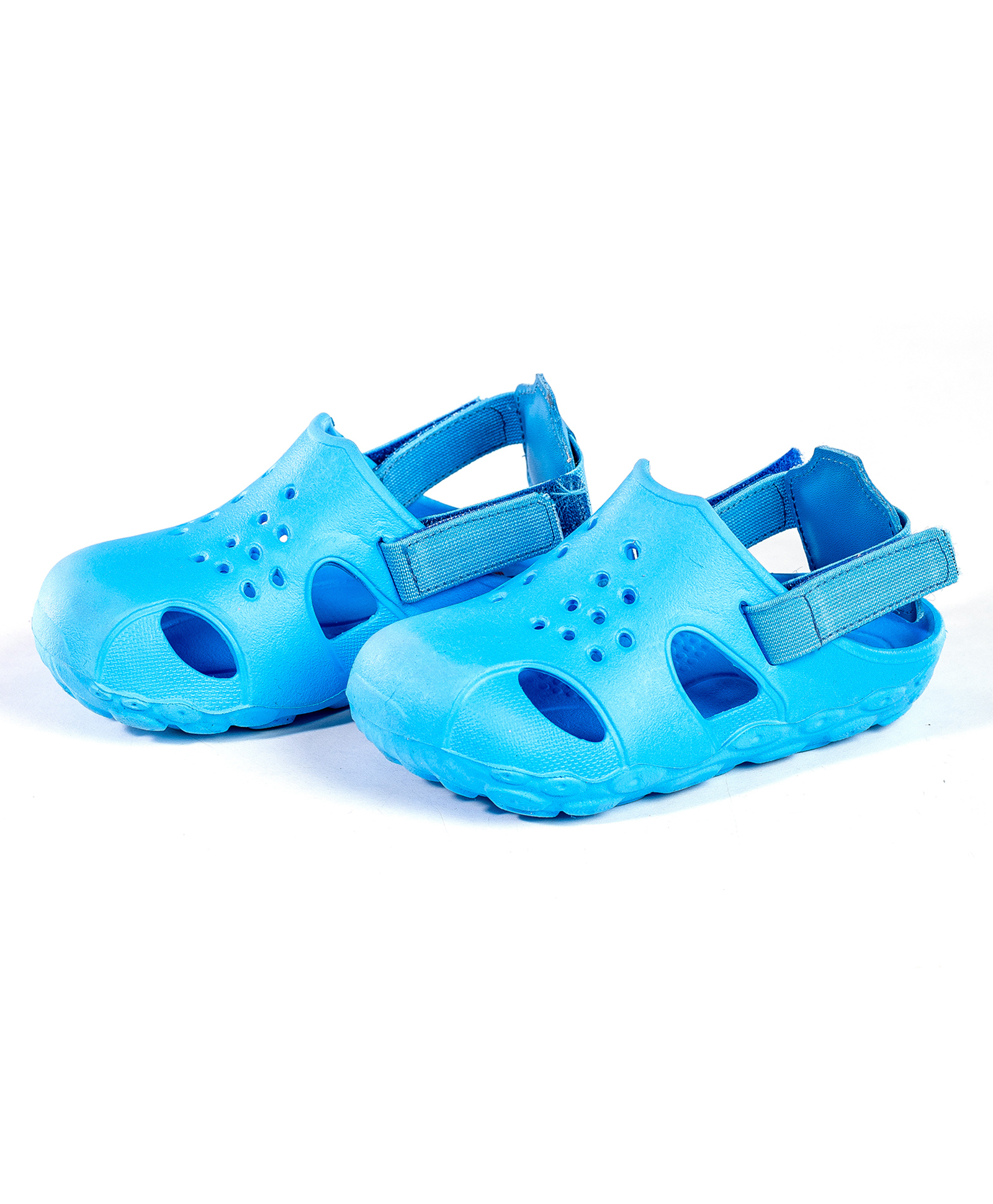 Elves the Shoemakers Perforated Velcro Closure Solid Clogs - Sky Blue-image-33
