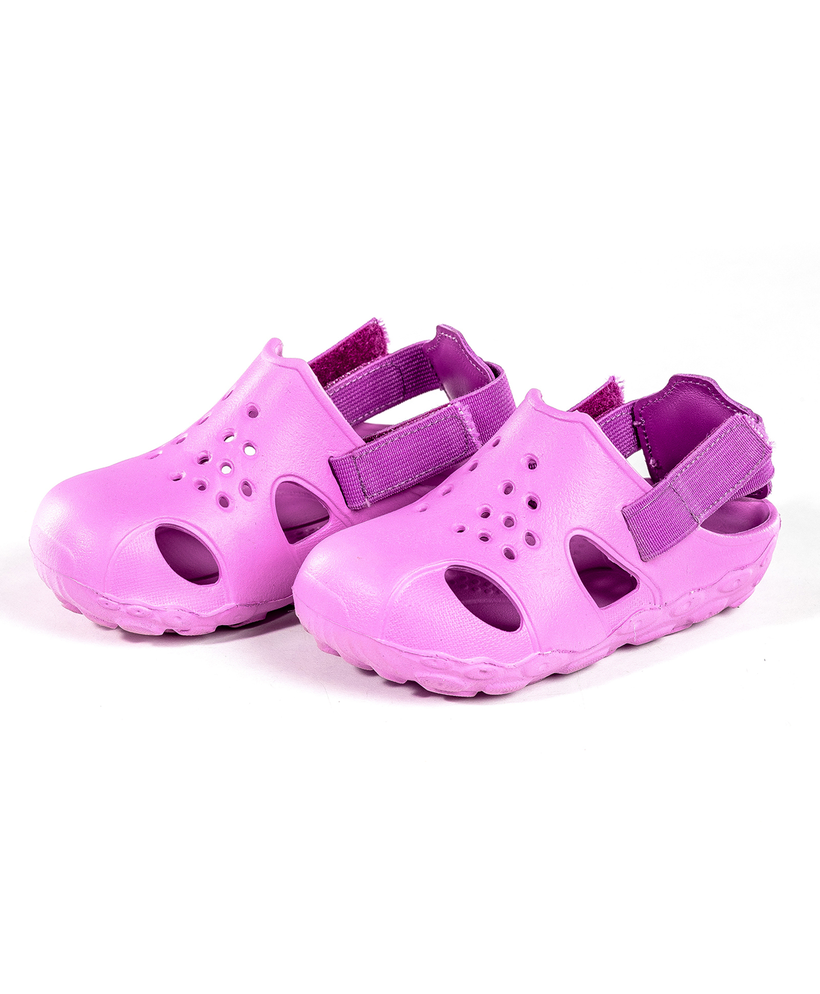 Elves the Shoemakers Perforated Velcro Closure Solid Clogs - Pink-picture-18