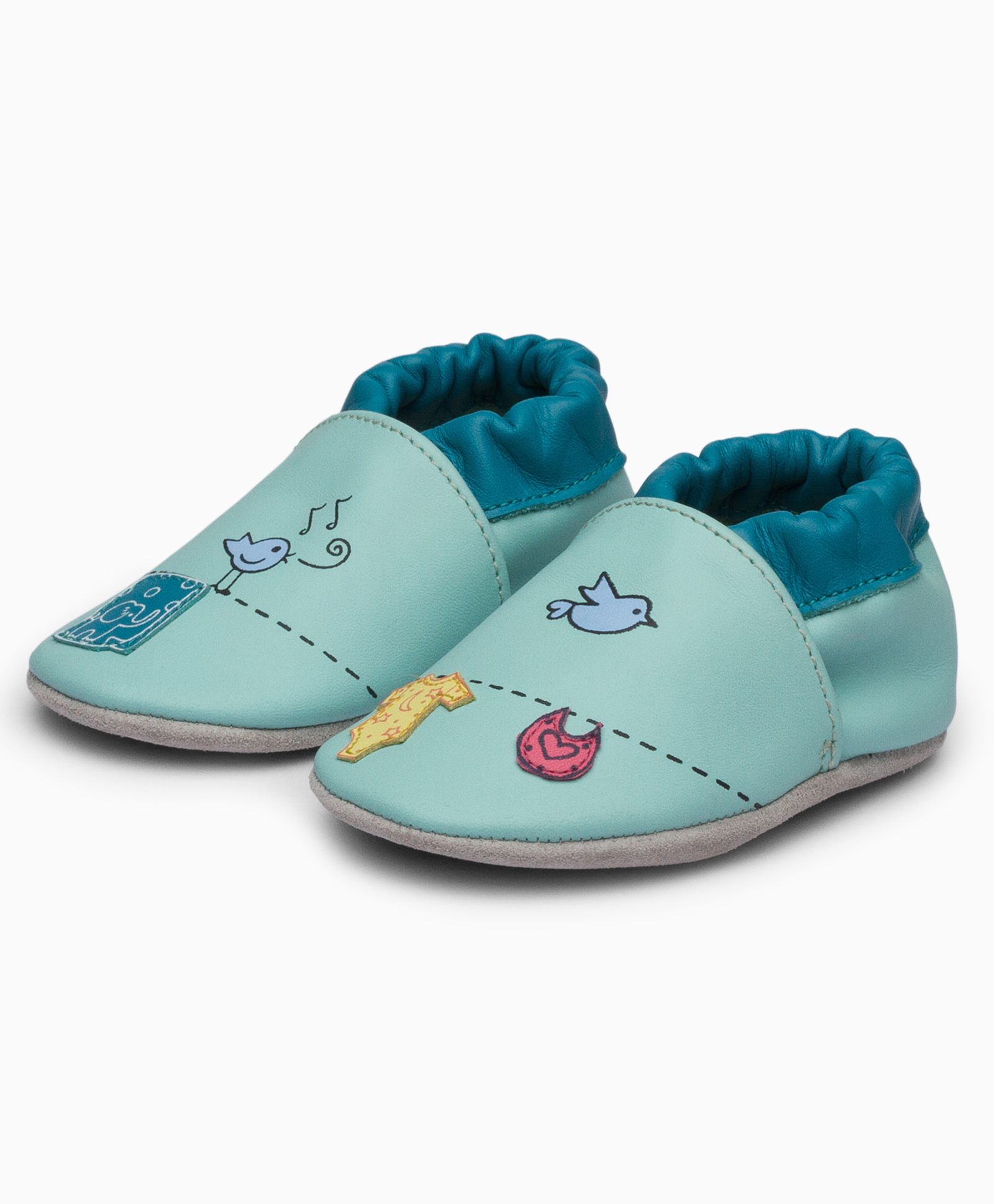 Elves the Shoemakers Chirping Birds Printed Booties - Blue-image-23