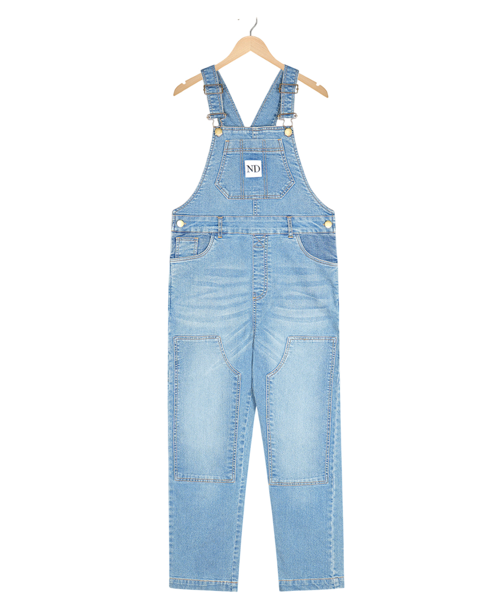 Olele Denim Woven Patch Detailed Mild Washed Dungaree - Blue-picture-24