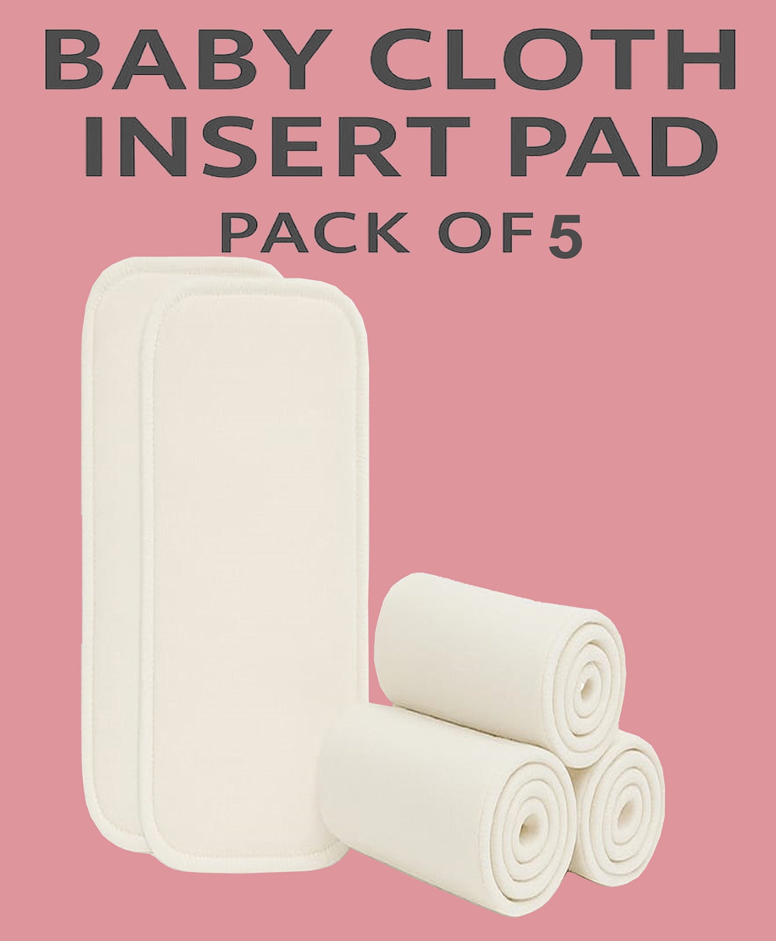 Joy Buzz Baby Adjustable Reusable Microfiber Bamboo Soaker Wet-Free Insert Pads For Cloth Diapers Nappies Quick Dry (0-24 Months) - Pack Of 5