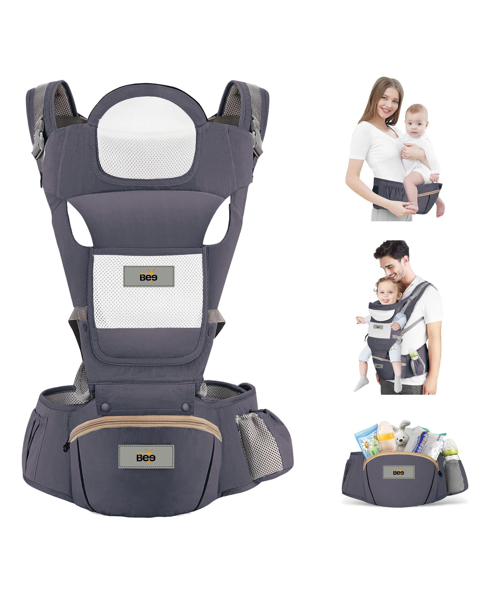 Golden Bee Comfort Nest Multi function Baby Carrier - Grey