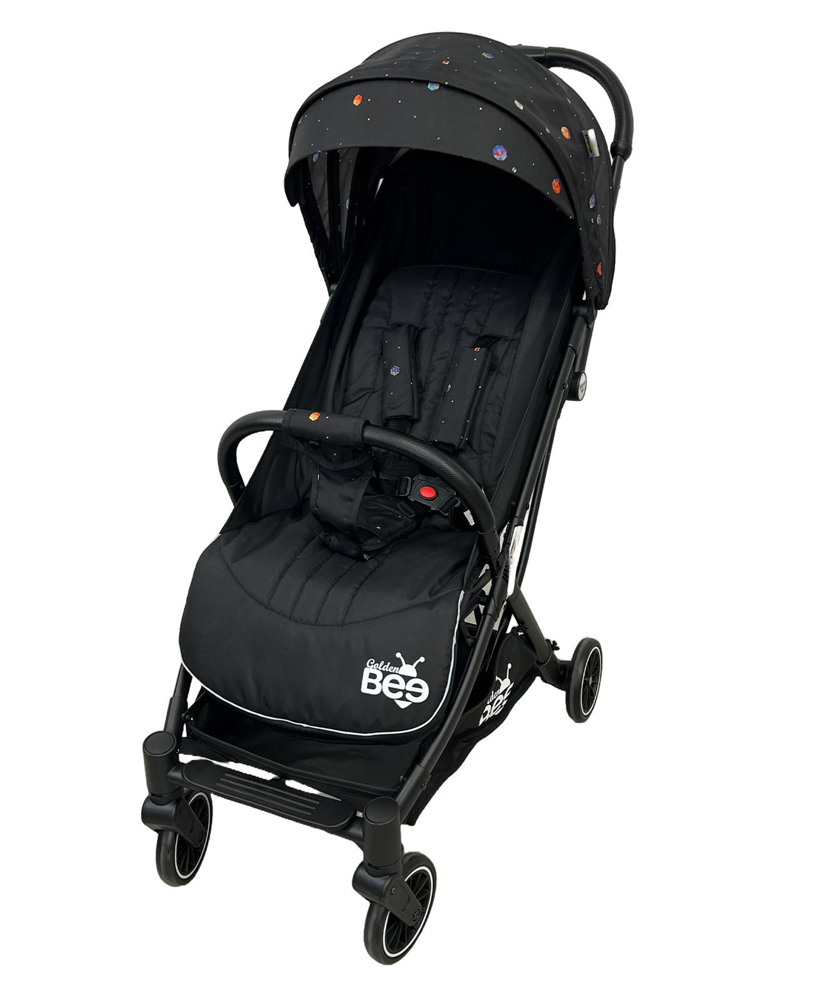 Golden Bee Galaxy Ride Baby Stroller/Parm Travel Friendly Cabin Stroller, One Click Fold, 5 Point Safety Harness, Cushion Seat, Stroller for Baby Boy & Girl Age 0 to 3 Years - Black Star-picture-13