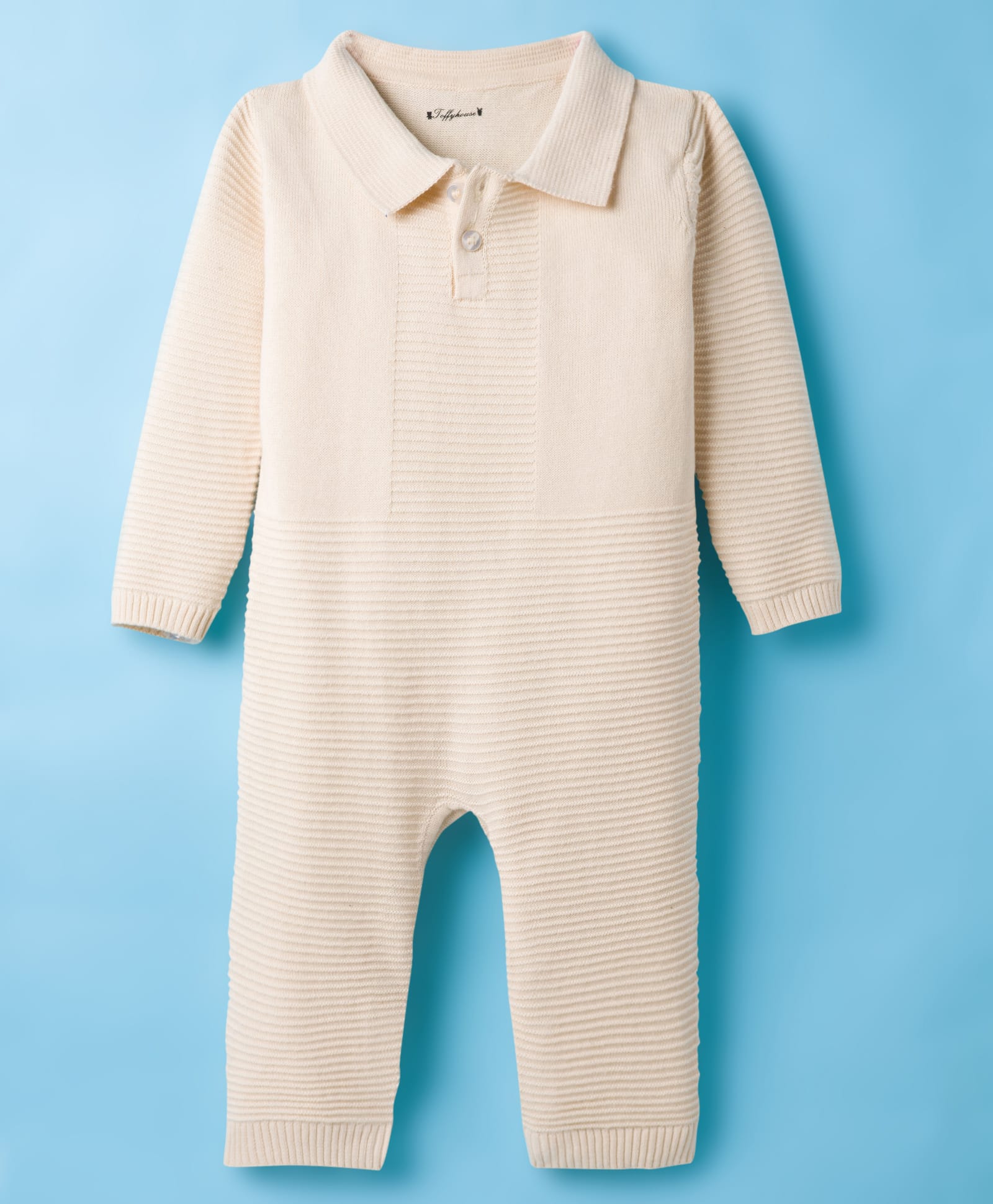 ToffyHouse Knitted Full Sleeves Solid Color Winter Romper - Off White-picture-35