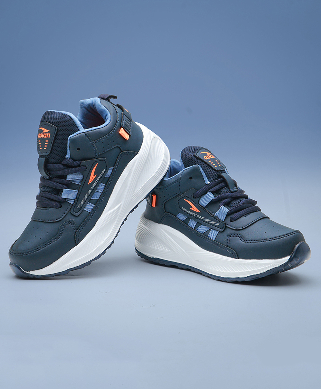 asian Mesh Detailed & Colour Blocked With Lace Up Shoes - Navy Blue-picture-19