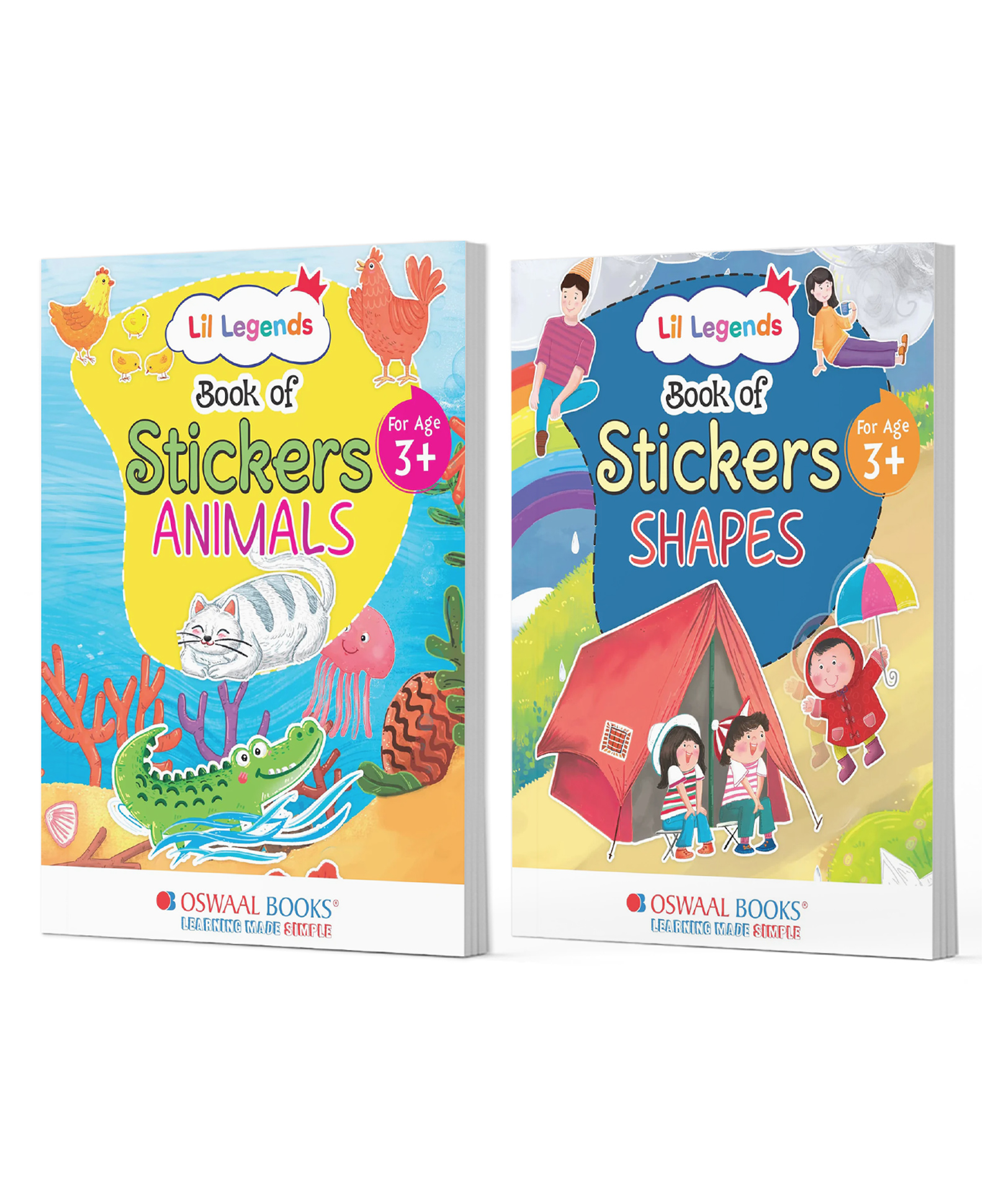 Lil Legends 2-Book Sticker Combo Animals & Shapes Learning Books for Kids (Age 3+) Fun Peel-and-Stick Early Learning-image-3