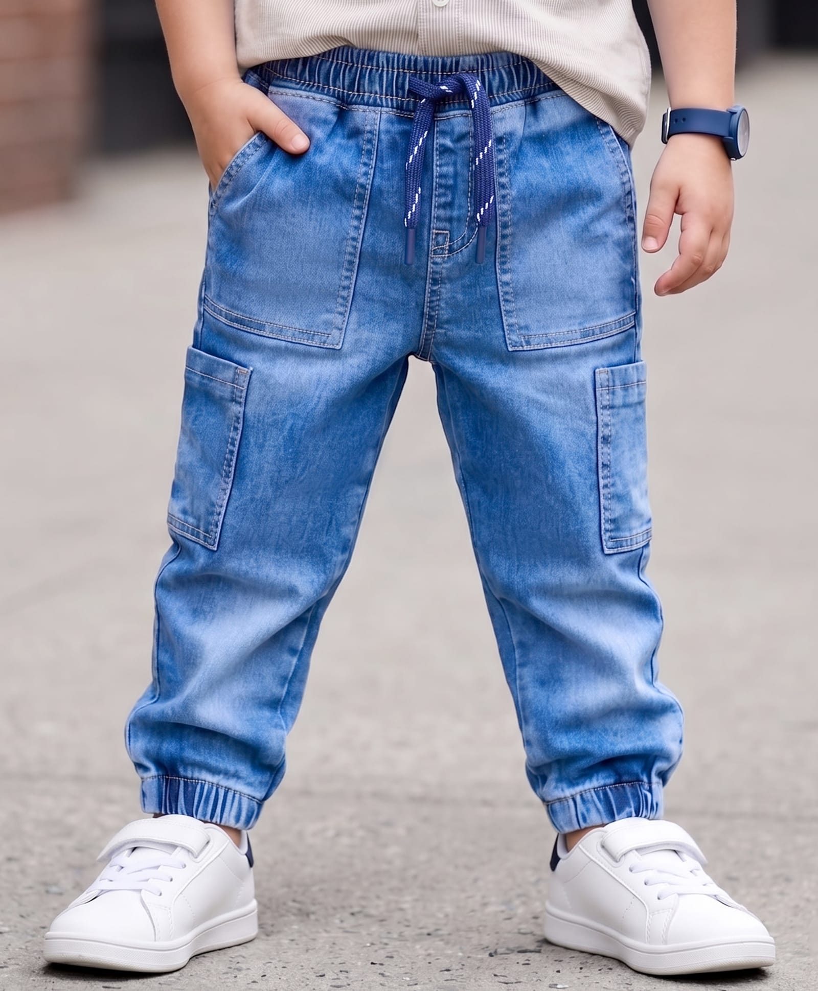 kookie kids india Kookie Kids Denim Woven Full Length Washed Jeans - Blue-picture-18