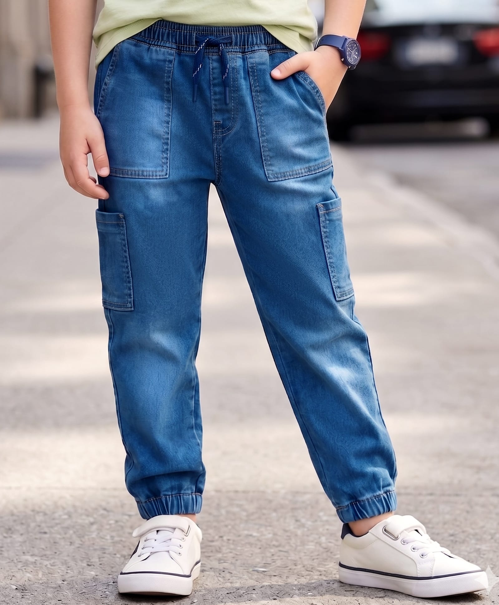 kookie kids india Kookie Kids Denim Woven Full Length Washed Jeans - Blue-picture-23