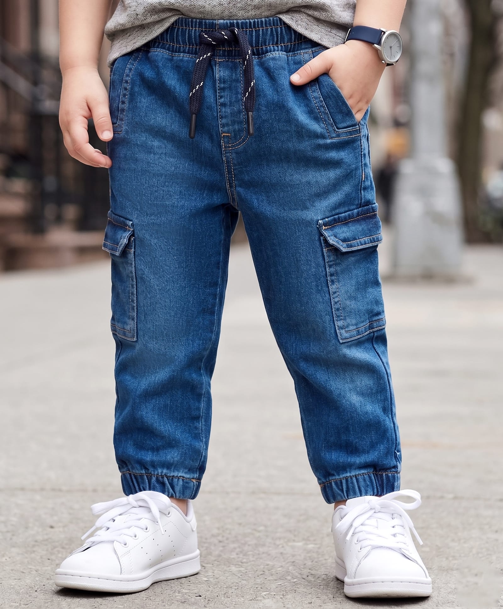 kookie kids india Kookie Kids Woven Full Length Washed Denim Jeans - Blue-picture-23