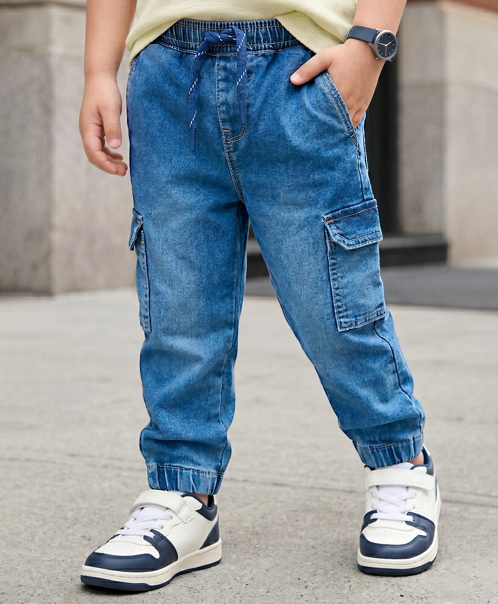 kookie kids india Kookie Kids Denim Woven Full Length Washed Jeans - Blue-picture-22