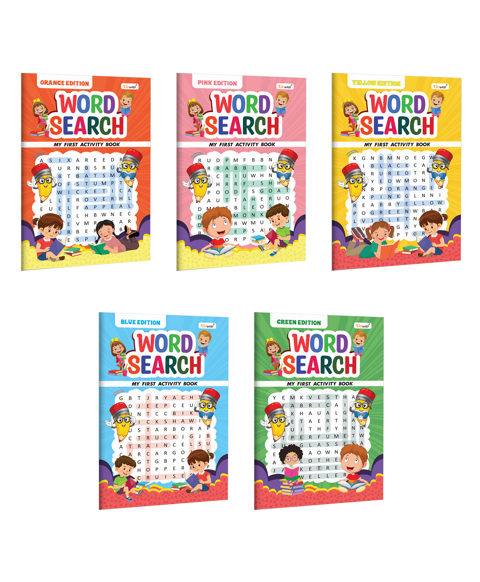 My First Activity Book Word Search Yellow, Green, Blue, Pink and Orange Edition :- Fun Activity Book For Children, Brain Booster Activity Book for preschoolers | Pack of 5 Activity books-image-49
