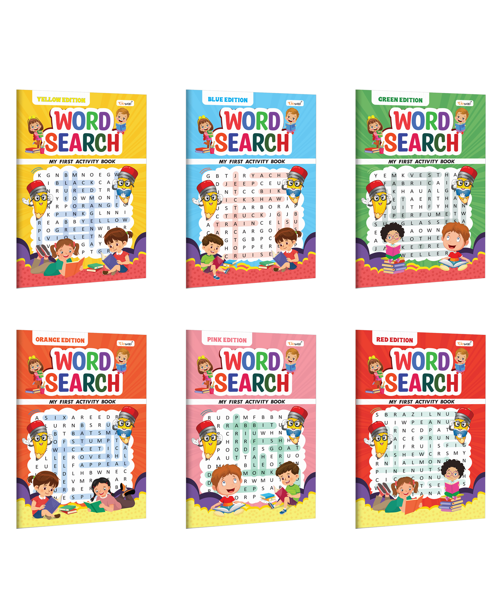 My First Activity Book Word Search Yellow, Green, Blue, Pink, Orange and Red Edition :- Learning activity book, Early Learning Activities for Children, Mind Games Fun book for kids | Pack of 6 Books-image-48