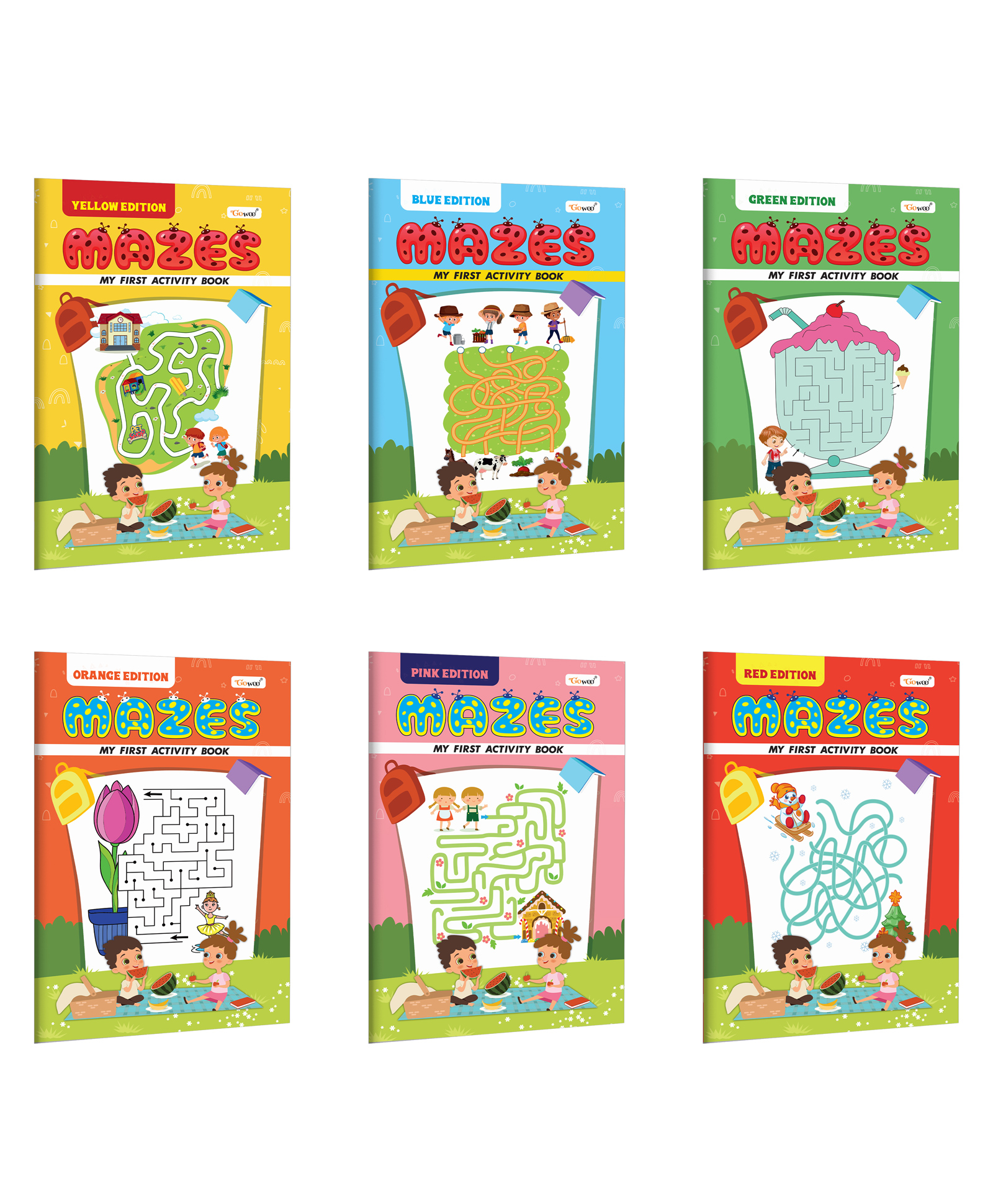My First Activity Book Mazes Yellow, Green, Blue, Pink, Orange and Red Edition :- Brain boosting activities for kids, Activity workbook for preschoolers | Set of 6 Activity books-image-32