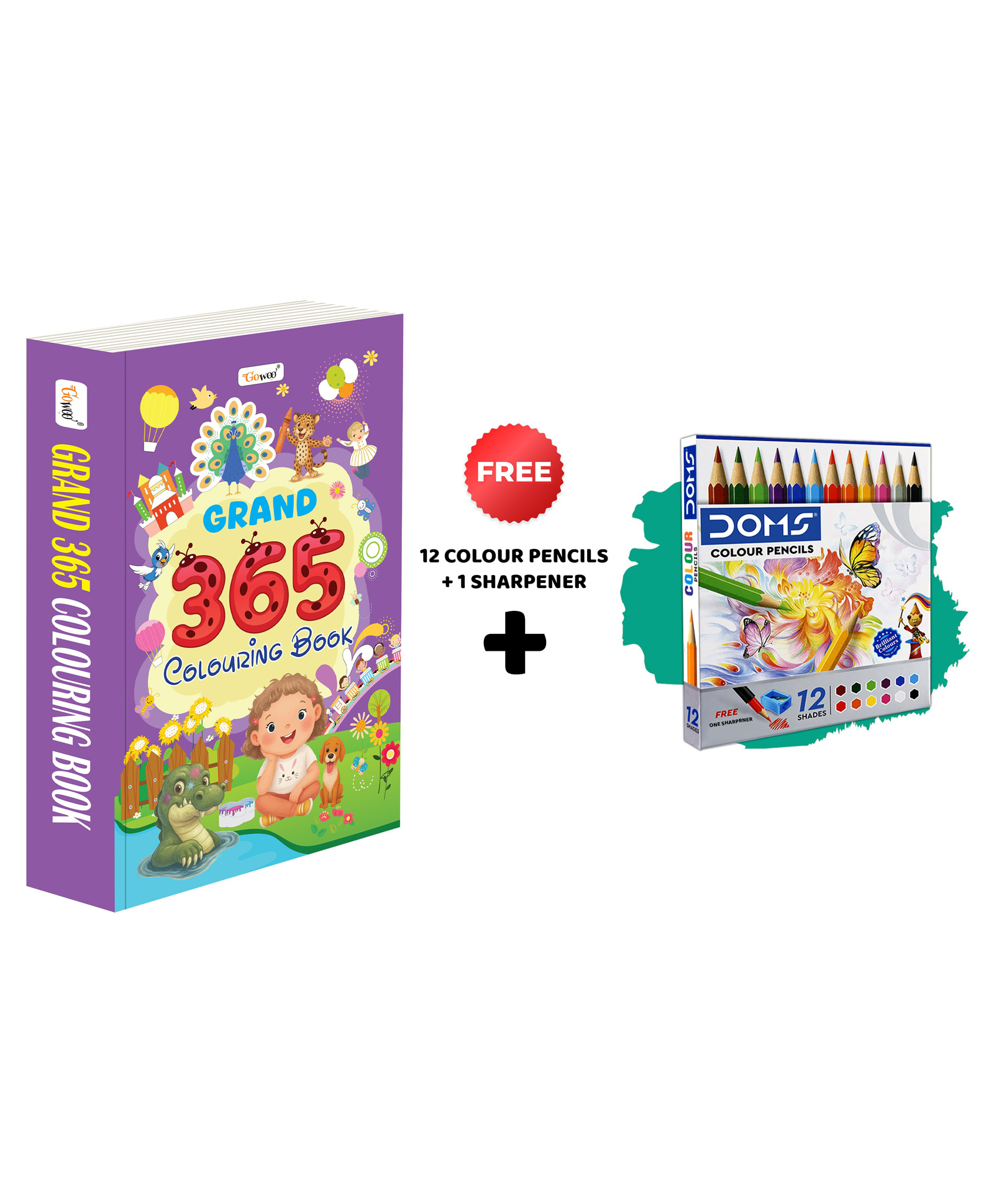 GRAND 365 Colouring Book and 12 Colour Pencils + 1 Sharpener colouring book for early learners, daily colouring book for toddlers, early childhood art kit, kids gift colouring pack - English-image-13