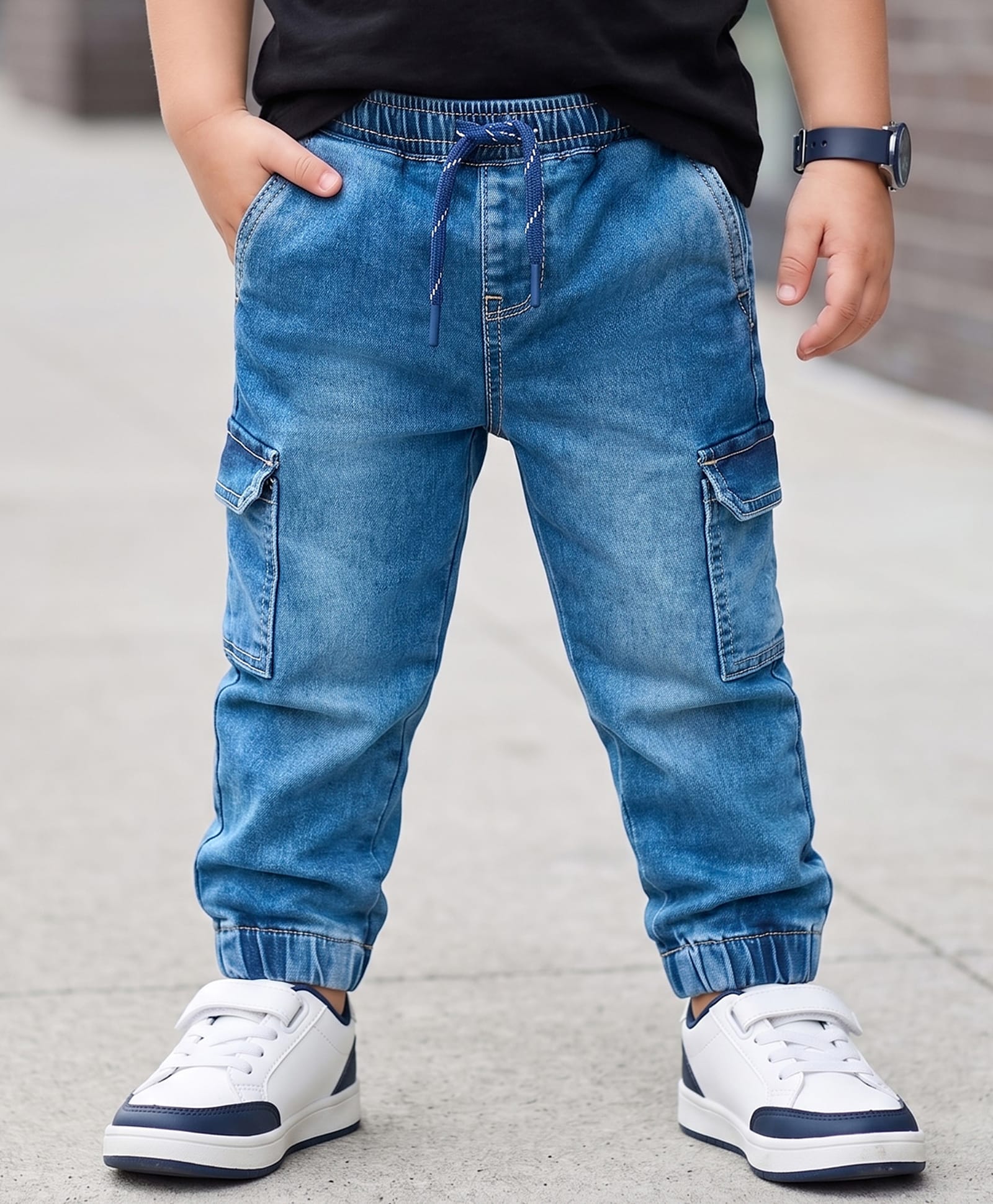 kookie kids india Kookie Kids Denim Woven Full Length Washed Jeans - Blue-picture-13